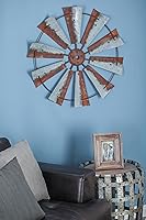 Vista 5 de Deco 79 Molino de viento de metal, decoración del hogar, arte de pared 30 x 2 x 30 pulgadas, marrón