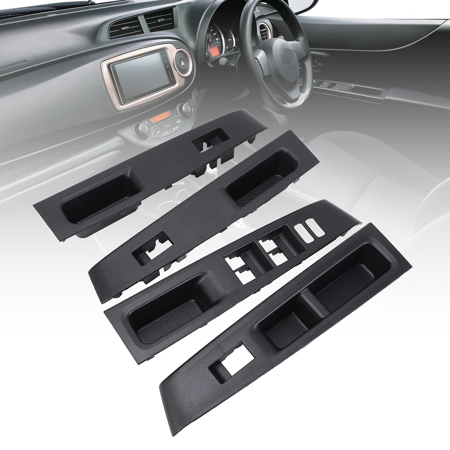 4Pcs Door Window Switch Panel: for Vitz 2010 2014, Driver Side Front Armrest Upper Base, Replaces Oe 74272 52220 C0