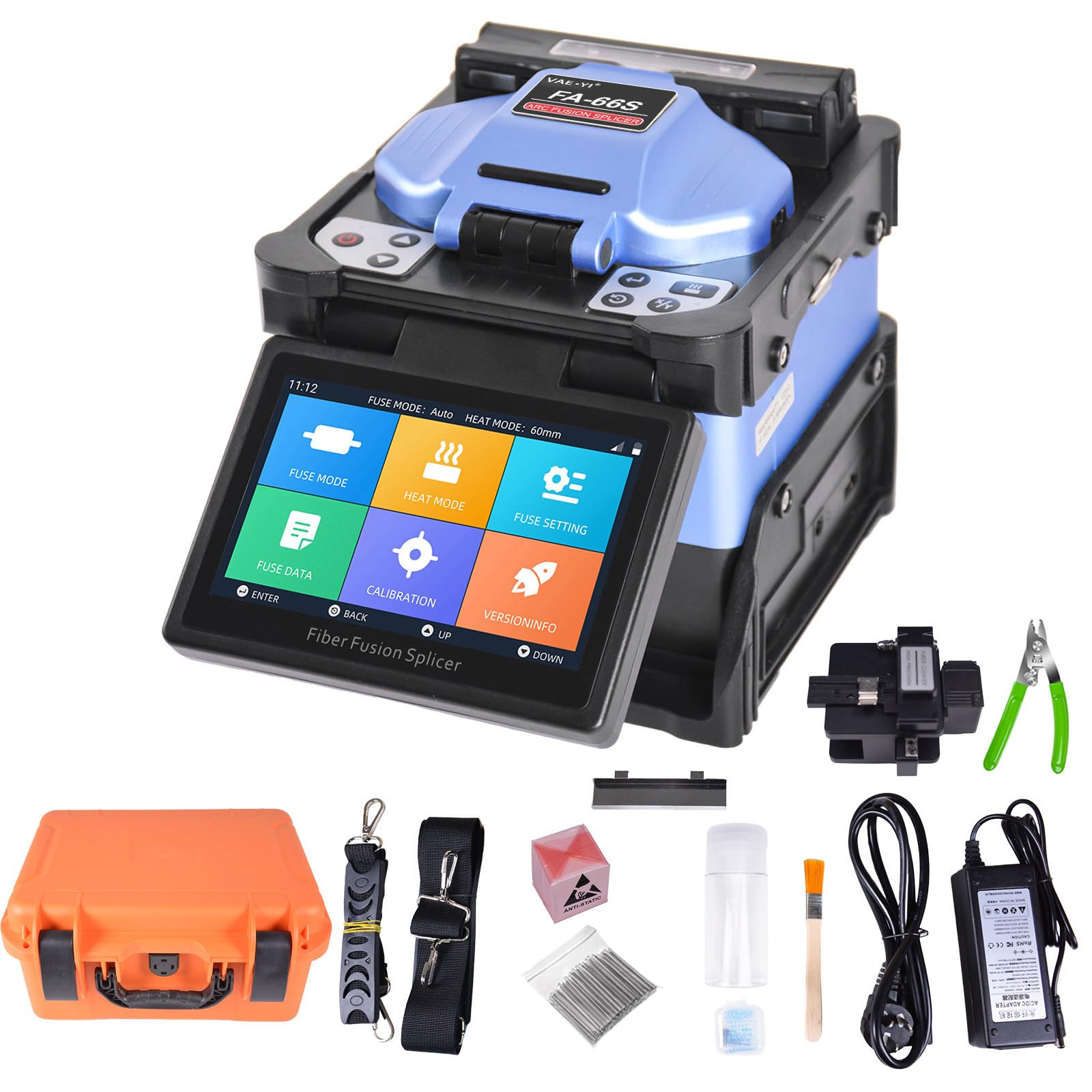 VAE·YI FA-66S Fiber Optic Fusion Splicer, 6 Motors Core Aligment Recognize The Fiber Type,Suitable for FTTH/FTTX/Metropolitan Area Network, 7800mAh Li-Battery, Touch Screen, Fast Splicing
