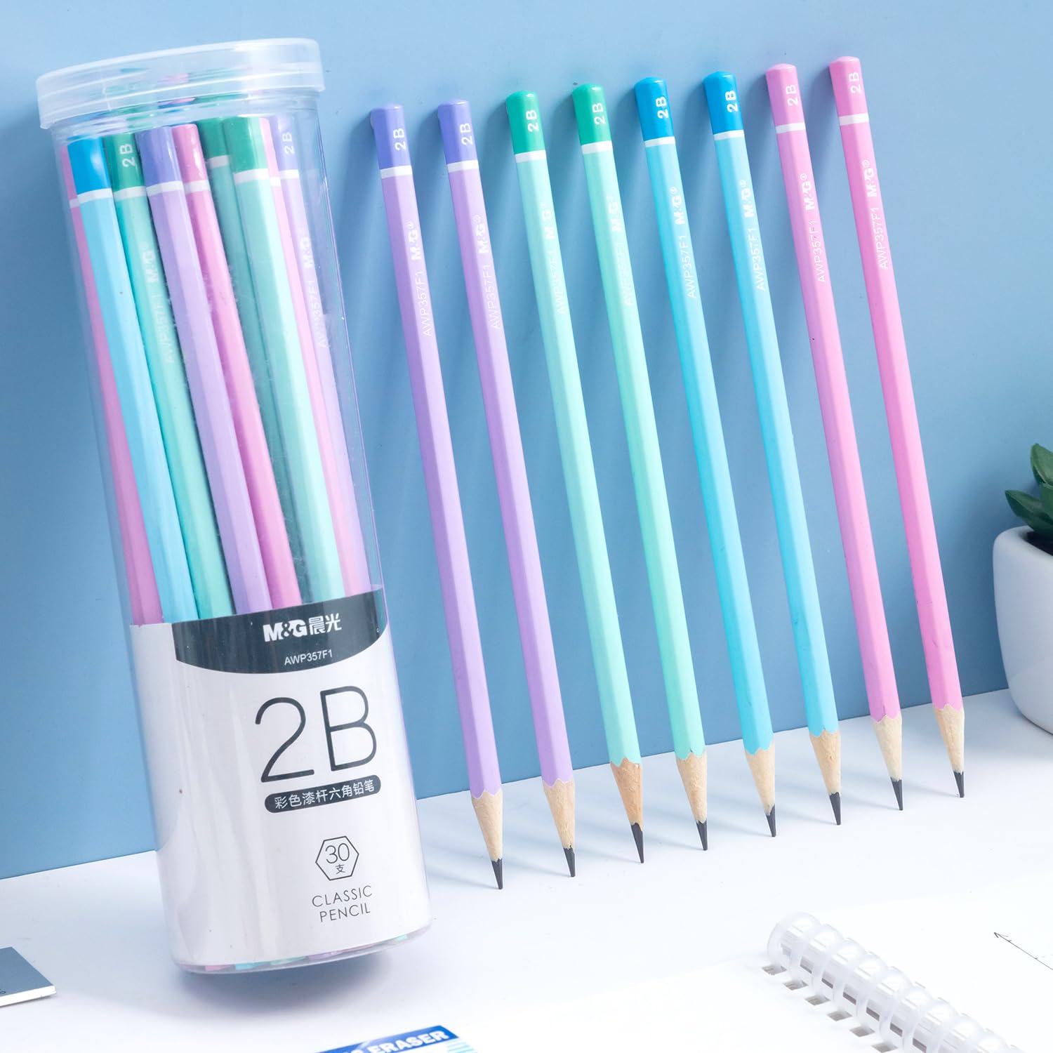 Amazon | M&G 六角形色鉛筆 30本 子供用 マルチカラー 2B 無削