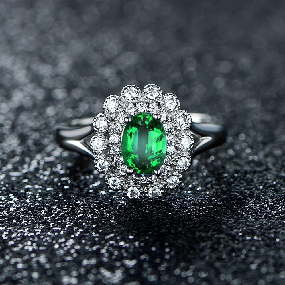 JIANGXIN 925 Sterling Silver Anniversary Ring Princess Diana Royal Engagement Platinum Plated Fine Jewelry for Women Adjustable size 6 7 8 9