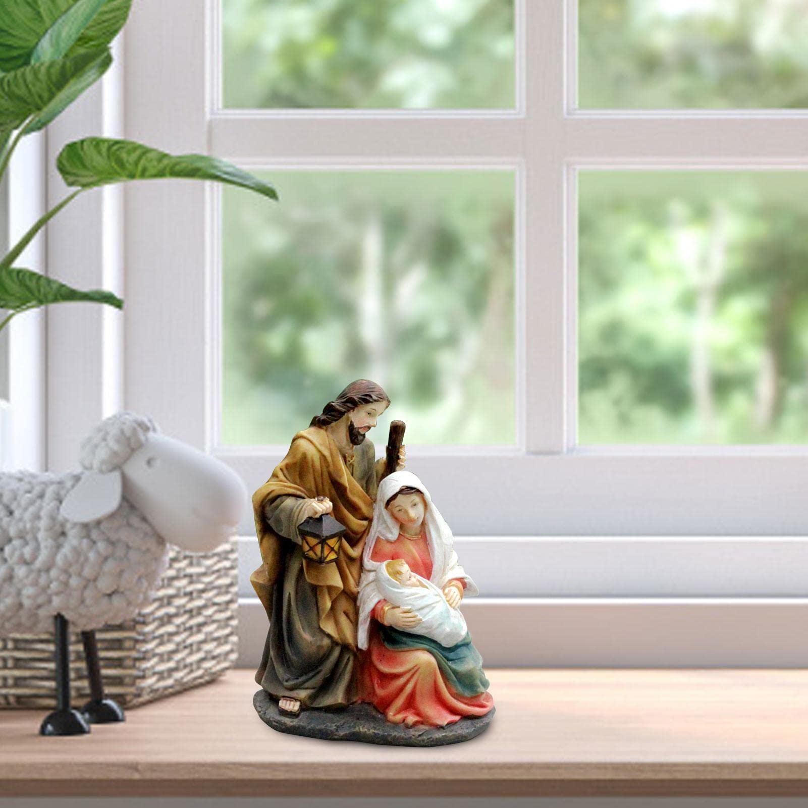 Figurines Nativité Noël - Crèche Résine Détaillée - Décoration Religieuse - Pour Table, Étagère, Cheminée - 4