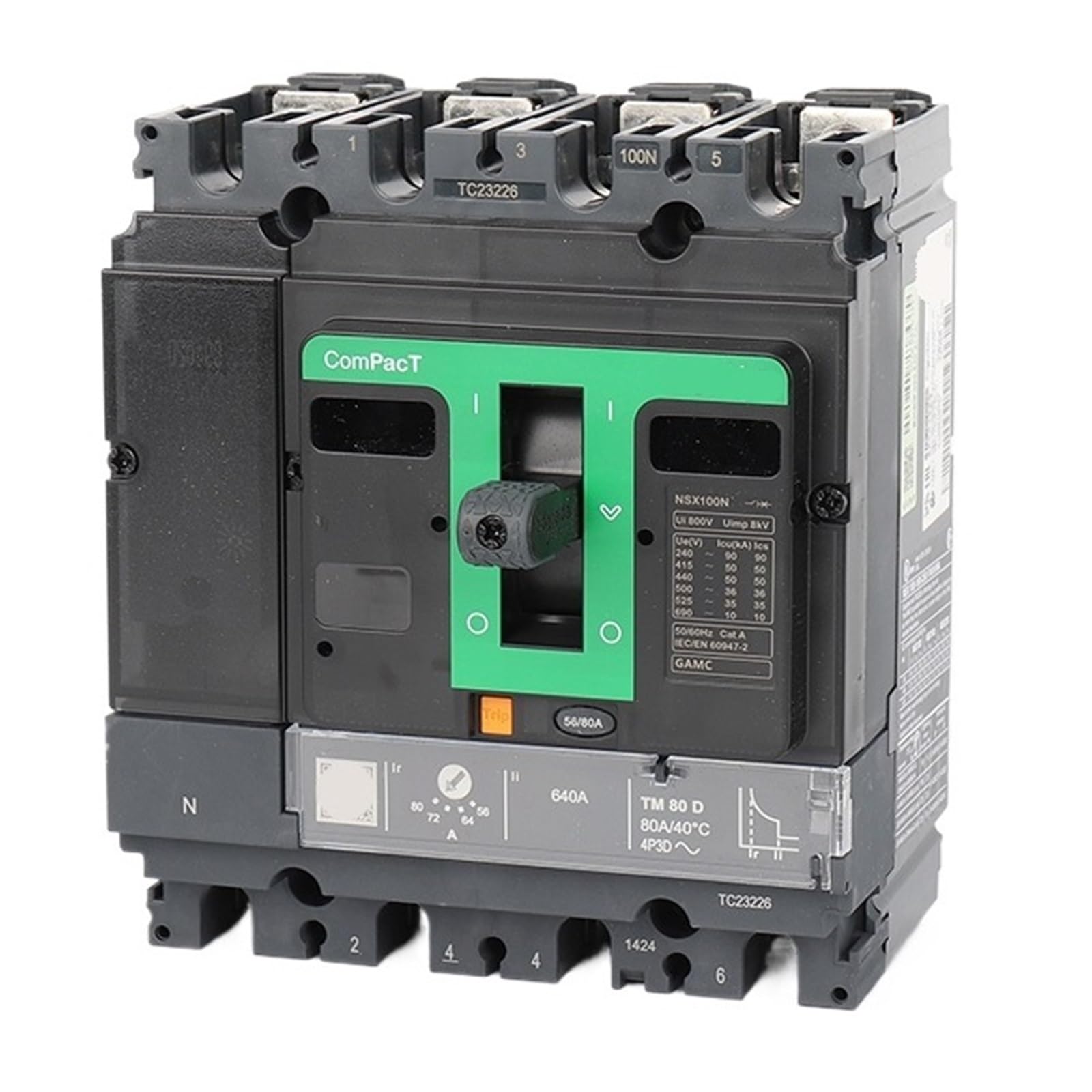 Disjoncteur boîtier moulé 4P NSX160N TM125D pour protection réseau triphasé