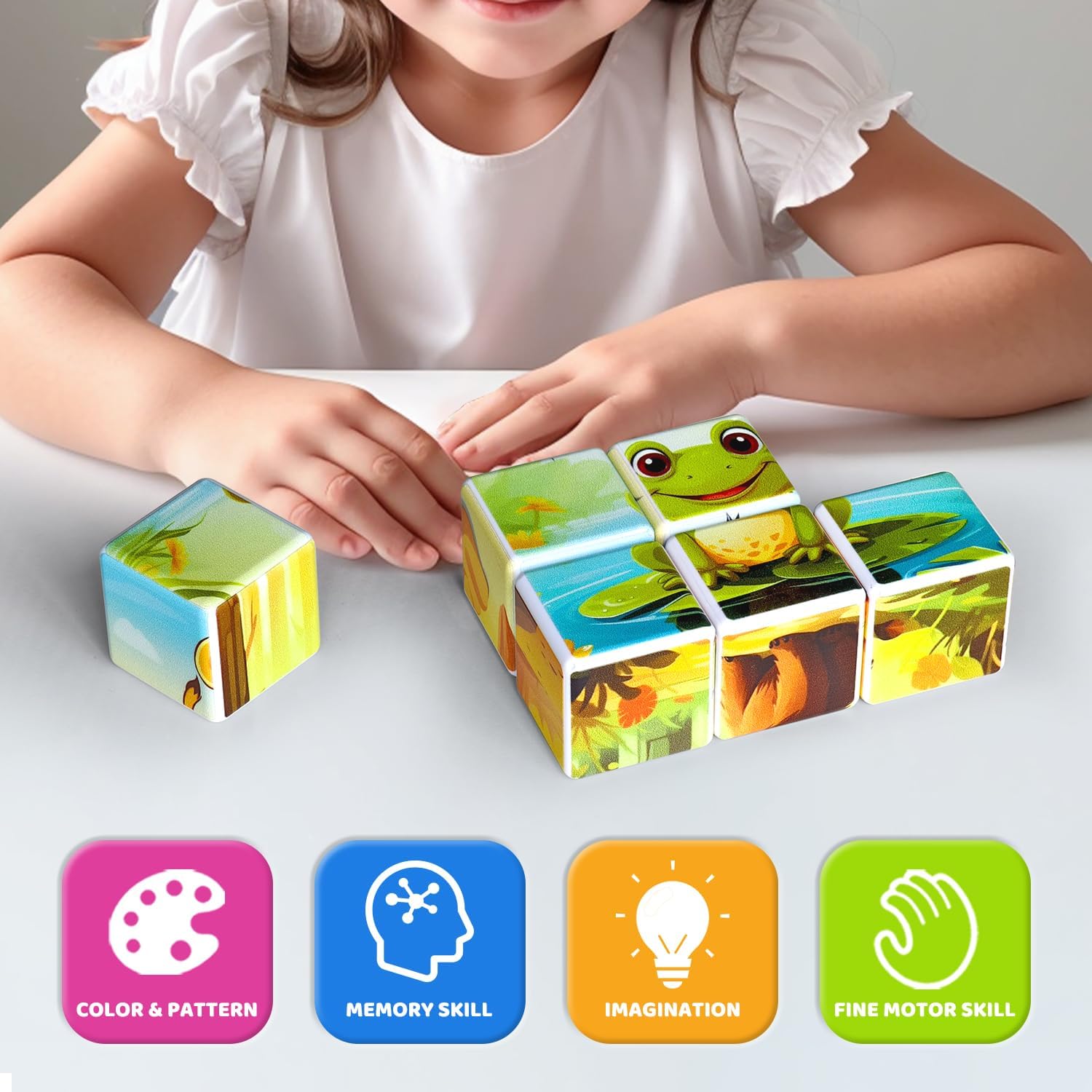 Pairez Toys Magnetic Building Blocks & Magnetic Puzzle Toys for Toddlers, Large Building Blocks Cubes 1.65 inches, Sensory & Montessori Toys for Kids 3-5