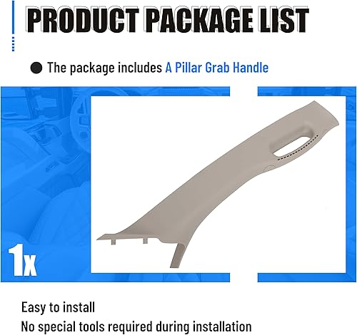 Miniatura 6 de ECOTRIC Manija de agarre para pilar A compatible con lado derecho para 2002-2010 Dodge Ram Pickup, reemplazo para 1TE74TL2AA 5GR28TL2AE, manija de