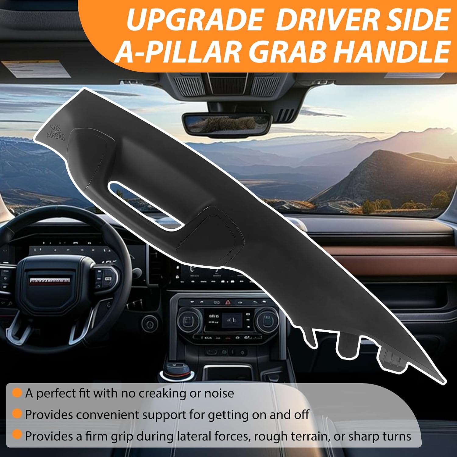 Upgrade Driver Side A-Pillar Grab Handle for 2016-2023 Toyota Tacoma 3rd Gen, OEM Texture Matches Passenger Side, Silent No Creak Design, No-Drill Easy Install, Black