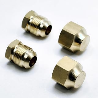 Solid Brass SAE 45 Degree 1/2'' Flare Female Male Cap Plugs for Refrigeration Pipe System and LPG Propane Gas Line shut-off (Pack of 4)