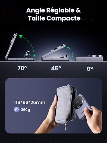 UGREEN MagFlow 3 en 1 Qi2 15W Chargeur Induction iPhone MagSafe Pliable - 6