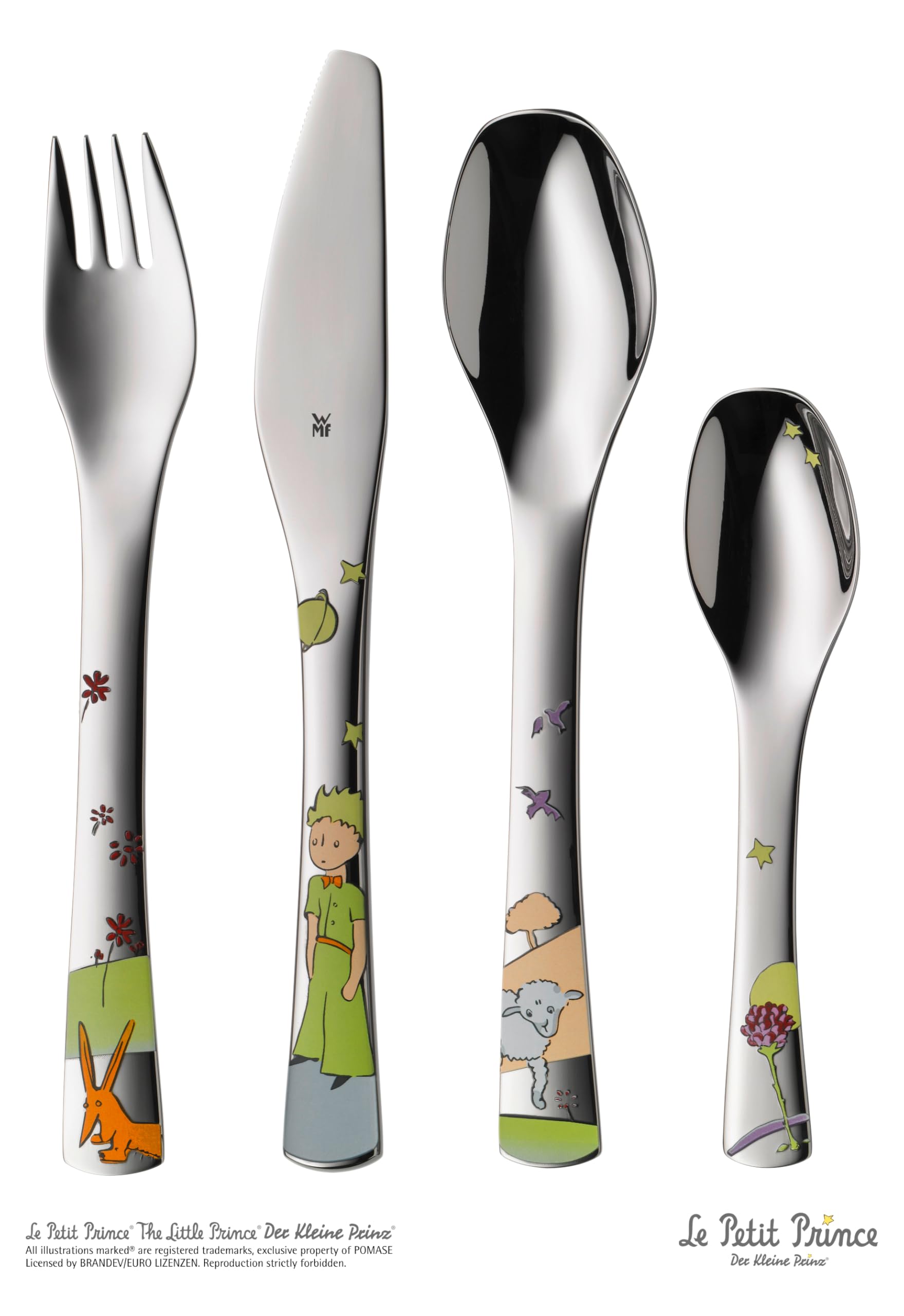 Posate per bambini WMF Il Piccolo Principe con incisione del nome - bellissimo set di posate per bambini - regali di battesimo personalizzati con incisione, idee regalo per bambine e bambini dai 6 ann