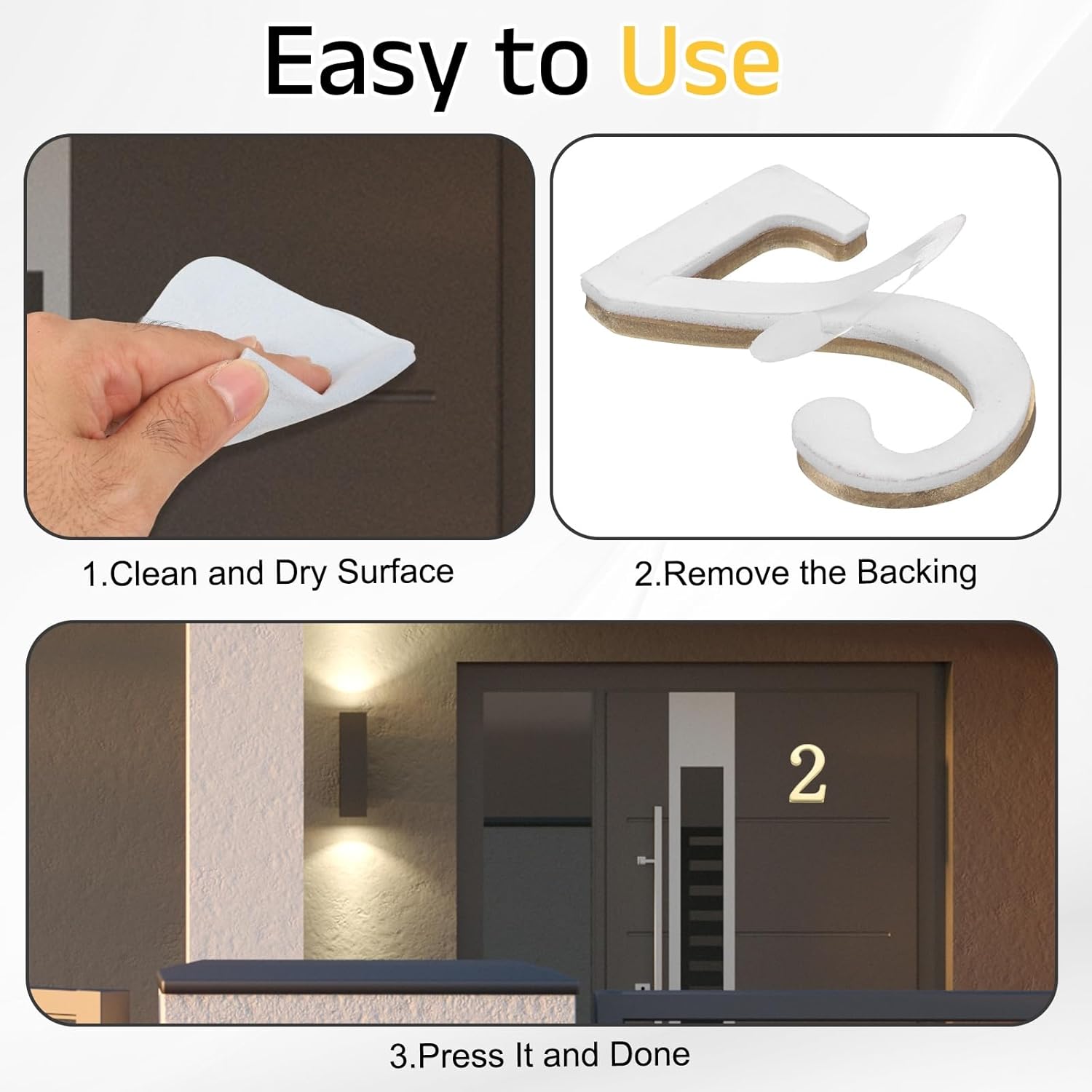 uxcell House Numbers for Outside, 1.85 Inch Self Adhesive Brass Mailbox Decor Number Stickers for Apartment Office Hotel Room Door Signs(Number 0)