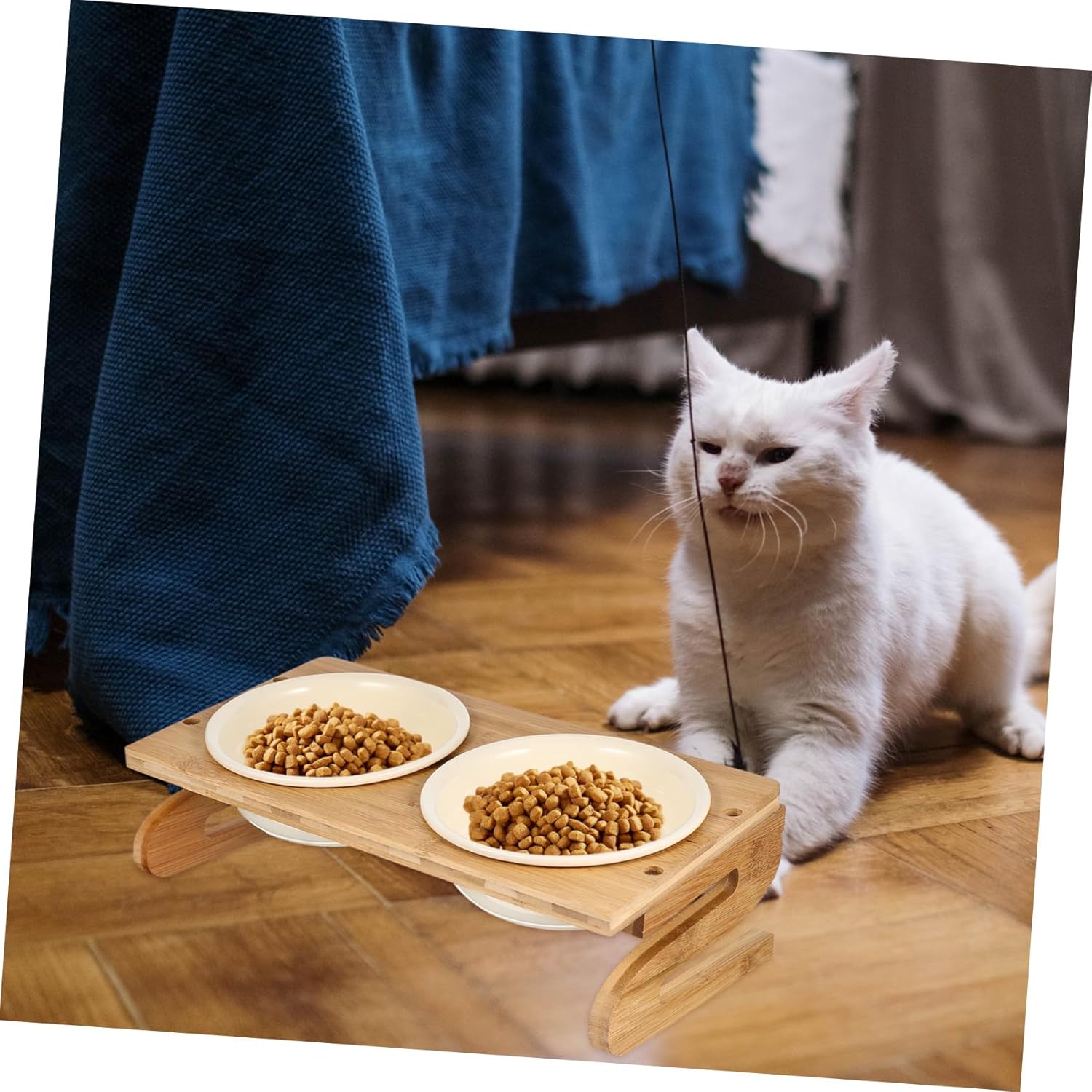 1Set Elevated Ceramic Cat Bowl with Stand Reusable Pet Bowl for Comfortable Feeding Stylish Design for Household Use