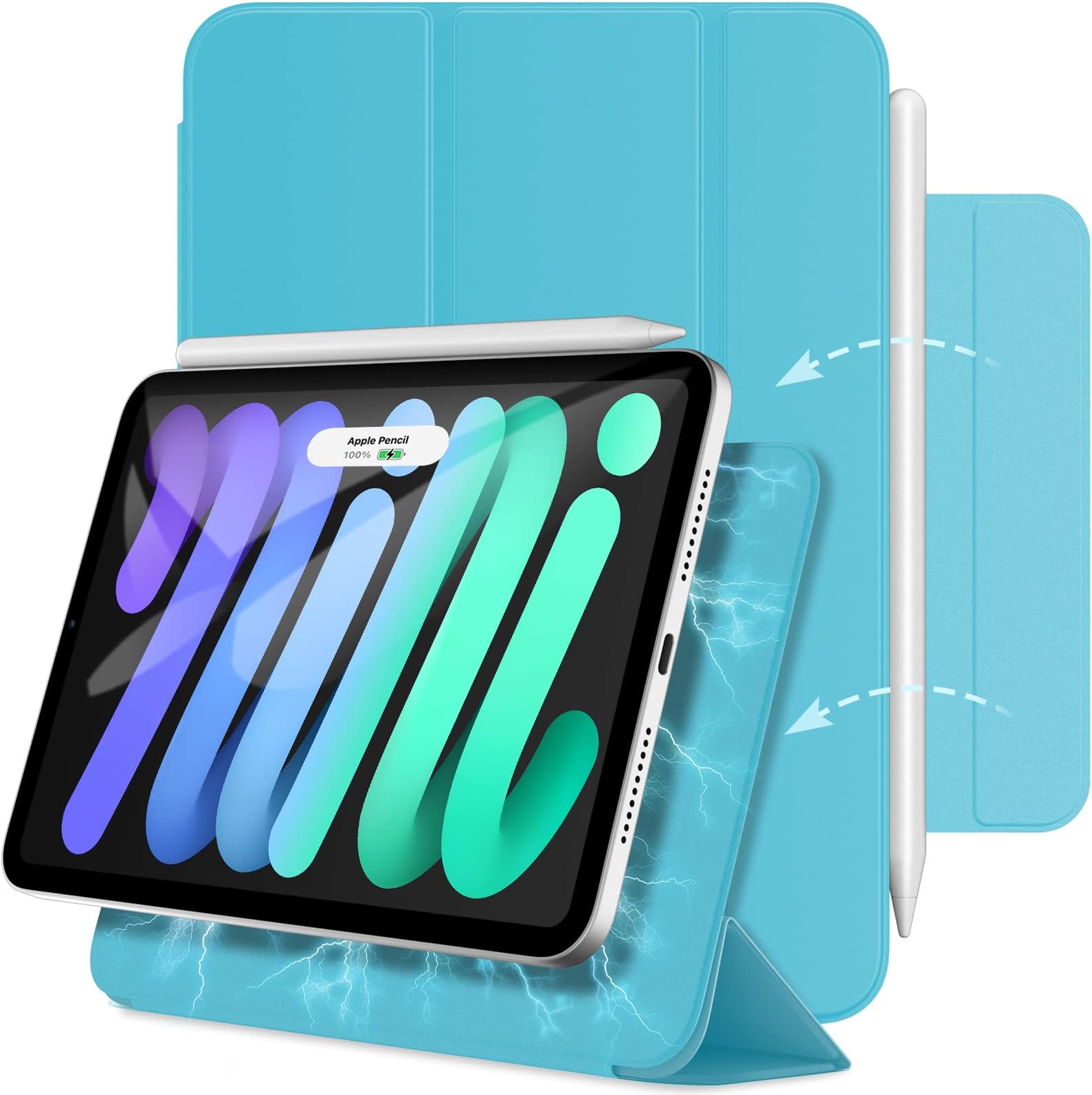 JETechMagnetic Case for iPad mini (A17 Pro, 2024 Model, 7th Generation) / mini 6 (2021 Model, 6th Generation), Magnetic Attachment, Slim Smart Tablet Cover with Auto Wake/Sleep (Blue)