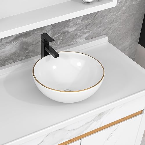 Miniatura 100 de Fregadero de baño de 19 x 15 pulgadas con grifo y desagüe desplegable – Porcelana negra mate rectangular sobre mostrador moderno lavabo de arte