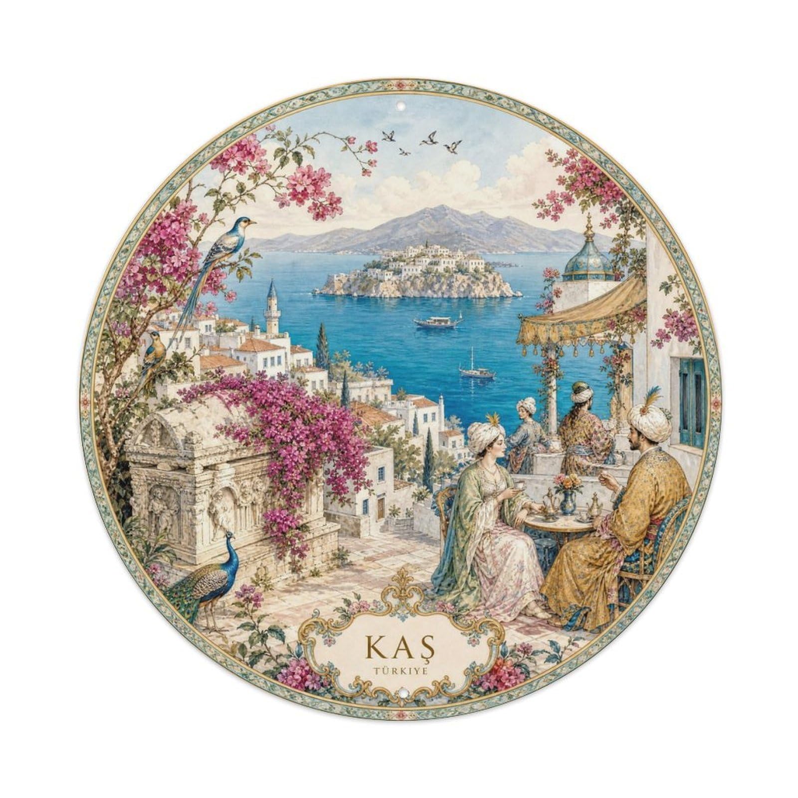 Kas Antalya Turkey Coastal Harbor Travel Chinoiserie Metal Tin Sign