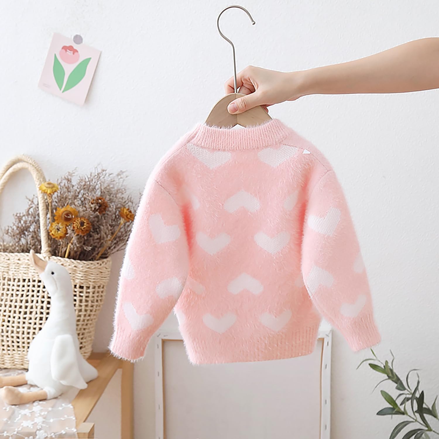 Baby Girls Pullover Sweaters Toddler Girls Round Neck Knit Sweater Size 2-7T