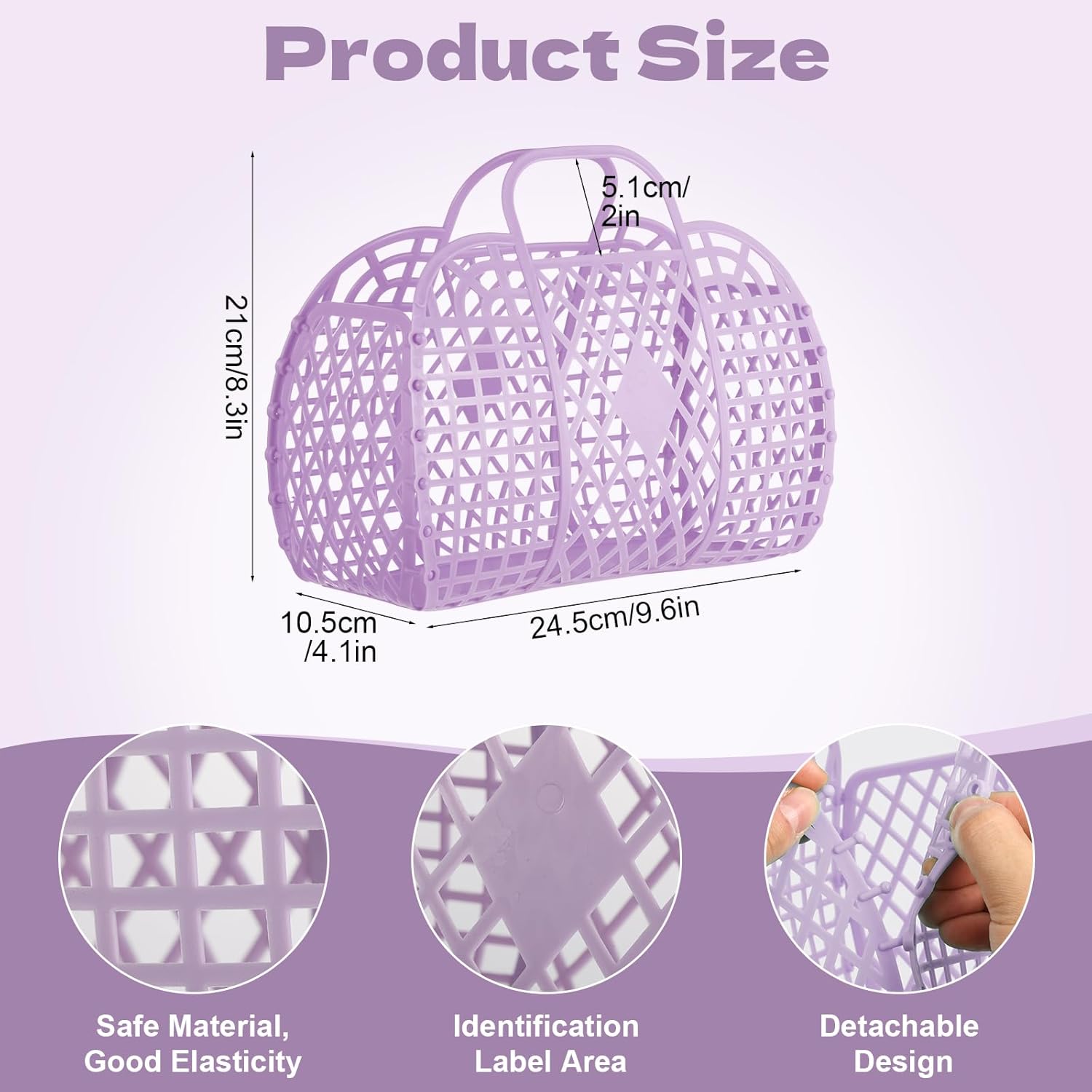 Rainmae 10 Pcs Jelly Purse Jelly Basket Beach Bags, Reusable Tote Beach Handbags, Plastic Beach Basket for Women Girls