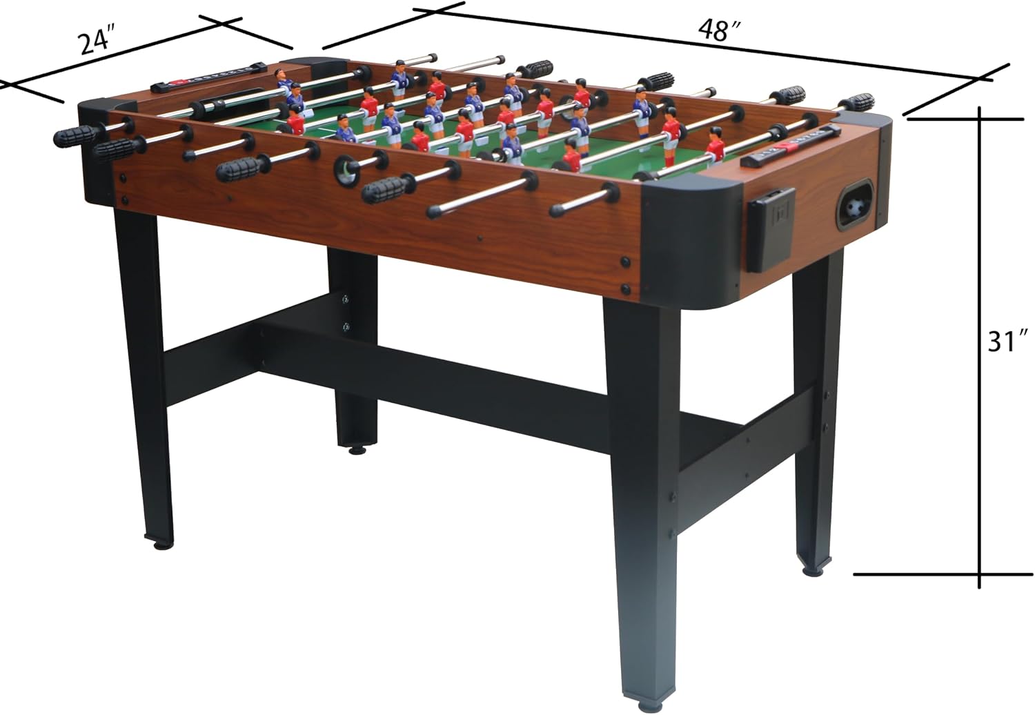 4FT Foosball Table with 2 pcs Footballs Easily Assemble Wooden Soccer Game Table for Game Room, Bars, Family Night