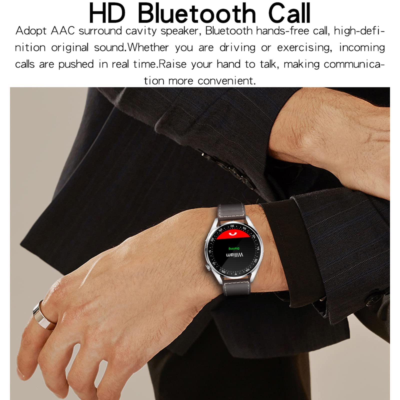 PURRL Smart Watch per telefoni Android/iOS 1.28'' Full Touch Screen Fitness Tracker per uomo Smartwatch con chiamata Bluetooth/cronometro IP67 Orologio fitness impermeabile marrone (nero) little