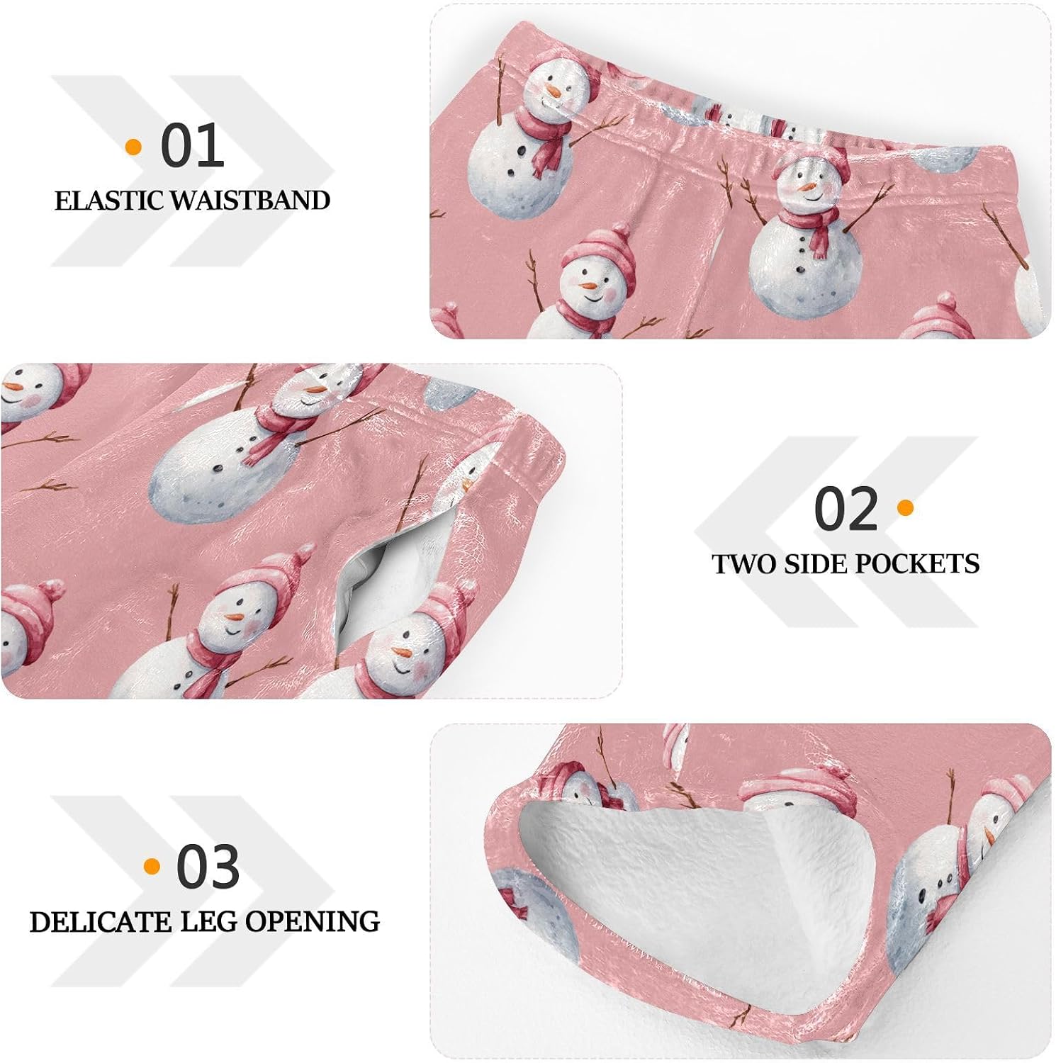 Cute Snowman Watercolor Pattern Boys Pants for Kids Fleece Bottoms Long Jogger Pants Trousers Pockets Size 6-14Y