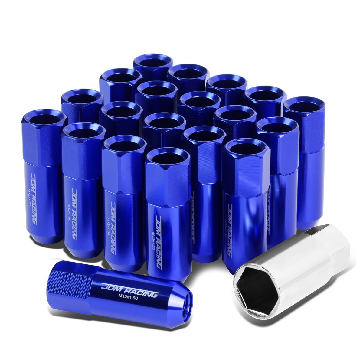 Auto Dynasty 20-Piece M12 x 1.5 Aluminum Alloy Wheel Lug Nuts+Adapter Key (Blue)