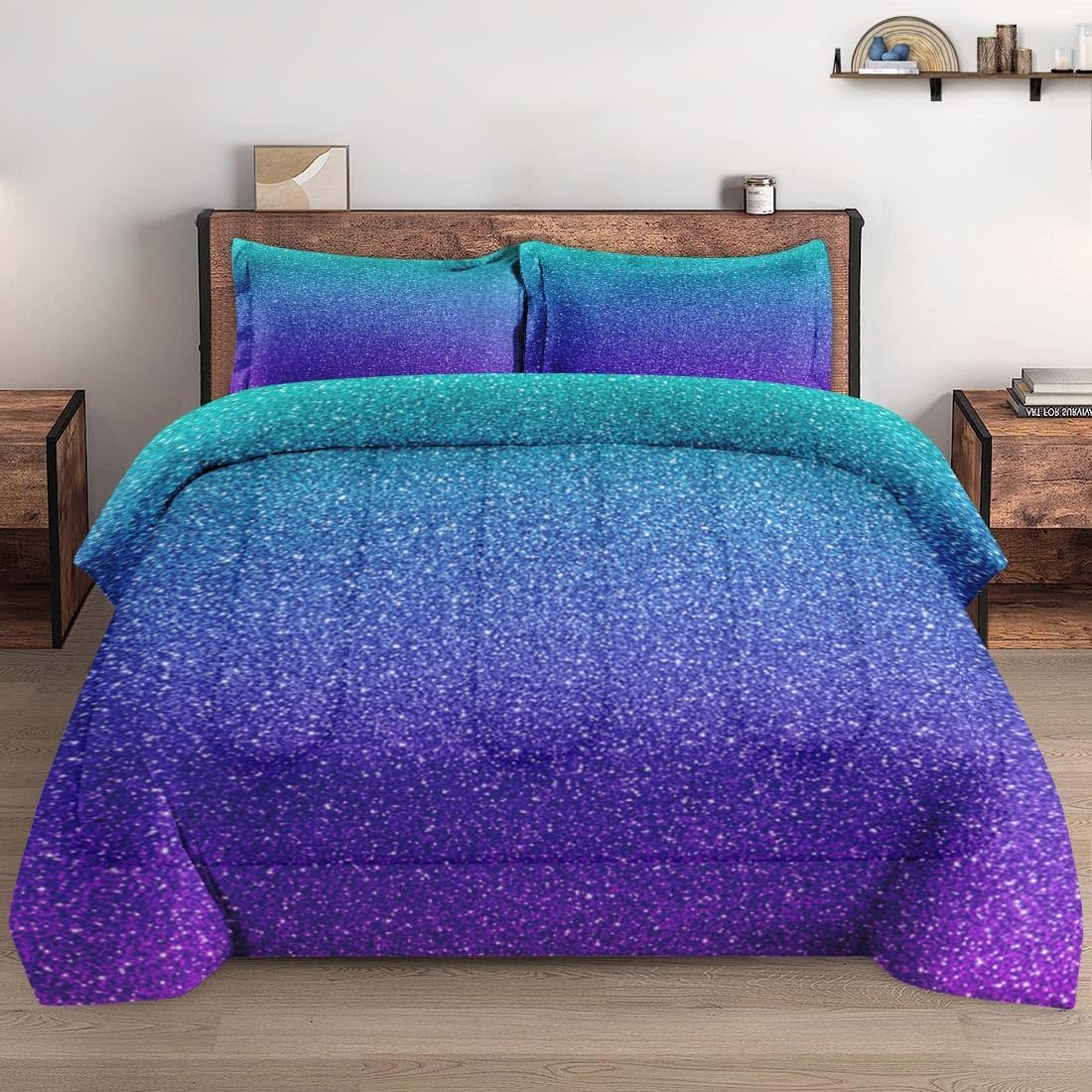 Pamnest Queen Comforter Set, 3 Pieces Girls Purple Bedding, All Season