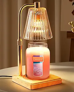 Marycele Candle Warmer Lamp with Timer for Yankee Candles, Adjustable Height Wax Melt Warmer, Birthday Gifts for Mom Women Sister, Vintage Amber Glass Lamp, Thanksgiving Decorations for Home Decor