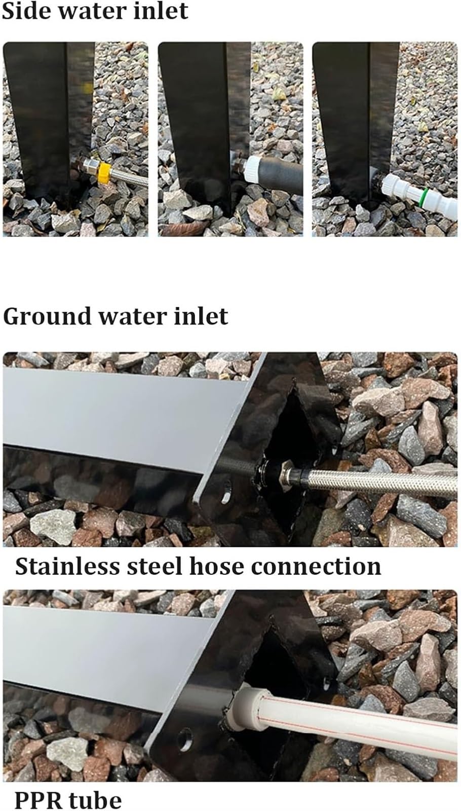 Surtidor de Agua Independiente para jardín con Grifo - Fuente para Exterior y Soporte para Manguera, Adecuado para riego de Patios, bebederos e hidrantes contra Incendios (Negro) - Ideal par
