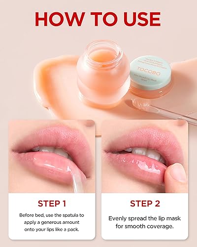 Miniatura 6 de TOCOBO Vita Glazed Lip Mask - Exfoliante labial vegano coreano y tratamiento exfoliante durante la noche para labios secos y agrietados -