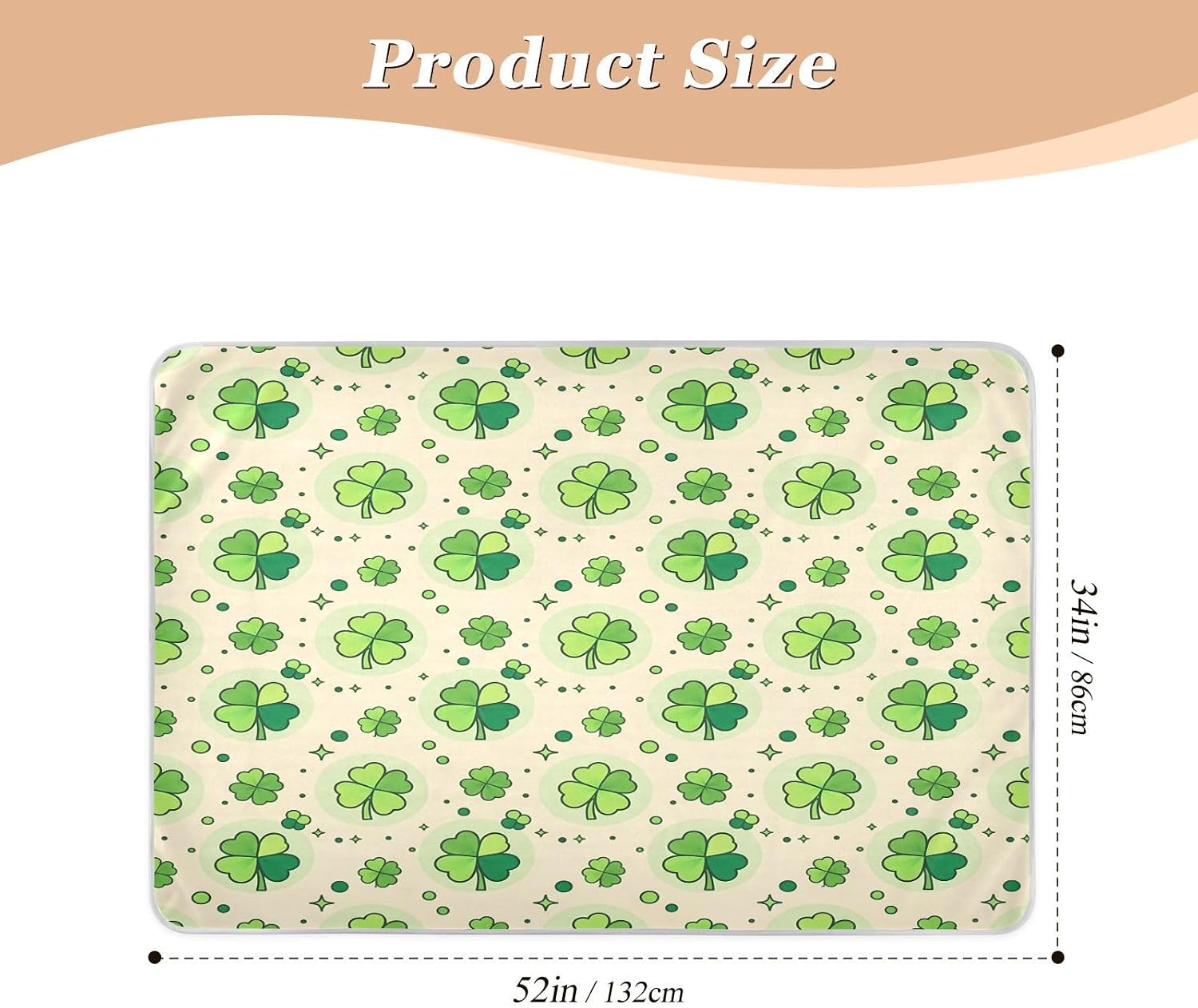 CEBUGI 34” x 52”Washable Underpads Heavy Absorbency Waterproof Incontinence Bed Pads Watercolor Clover Leaves Pee Pads for Adults Kids and Baby