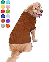 Vista 43 de Suéter para perros pequeños, medianos y grandes, gatos y cachorros, cálido, bonito, de invierno, clásico, con cuello alto, ideal para Navidad