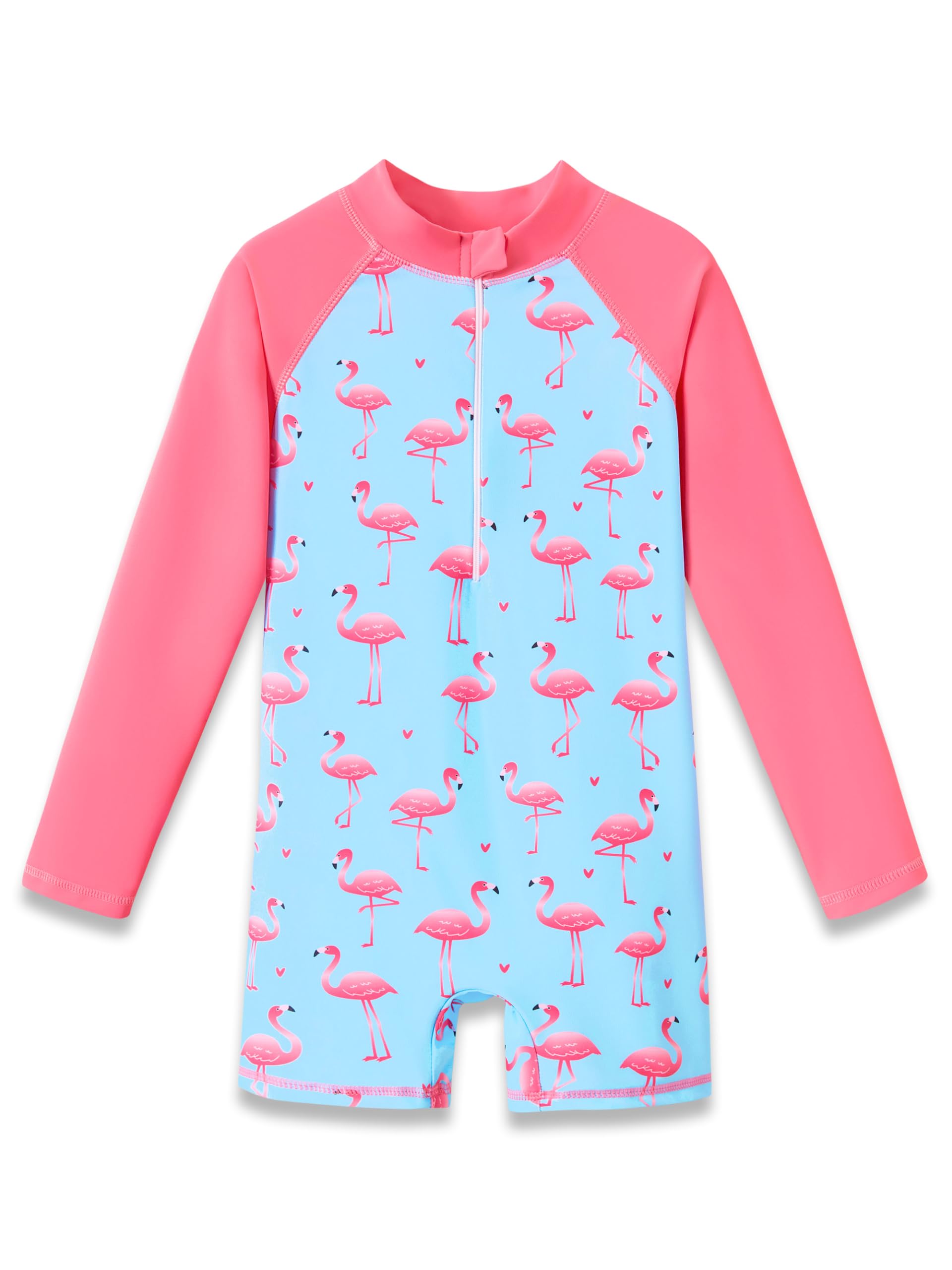 Dvenki Toddler Girls Long Sleeve Rashguard Swimsuit Zipper Sizes 2T-10