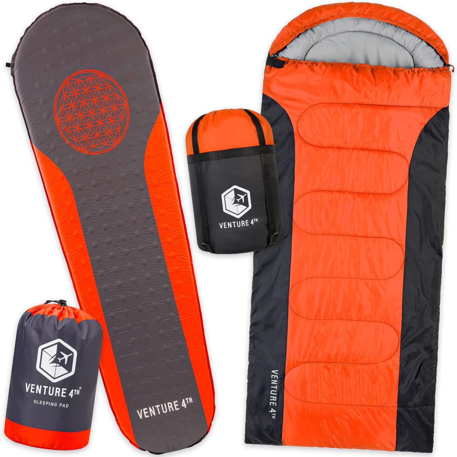 VENTURE 4TH Backpacking Warm Sleeping Bag with Self Inflating Sleeping Pad for