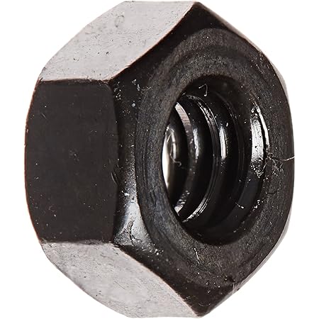 Steel Hex Nut, Black Oxide Finish, Grade 5, ASME B18.2.2, 1/4"-20 Thread Size, 7/16" Width Across Flats, 7/32" Thick (Pack of 100)