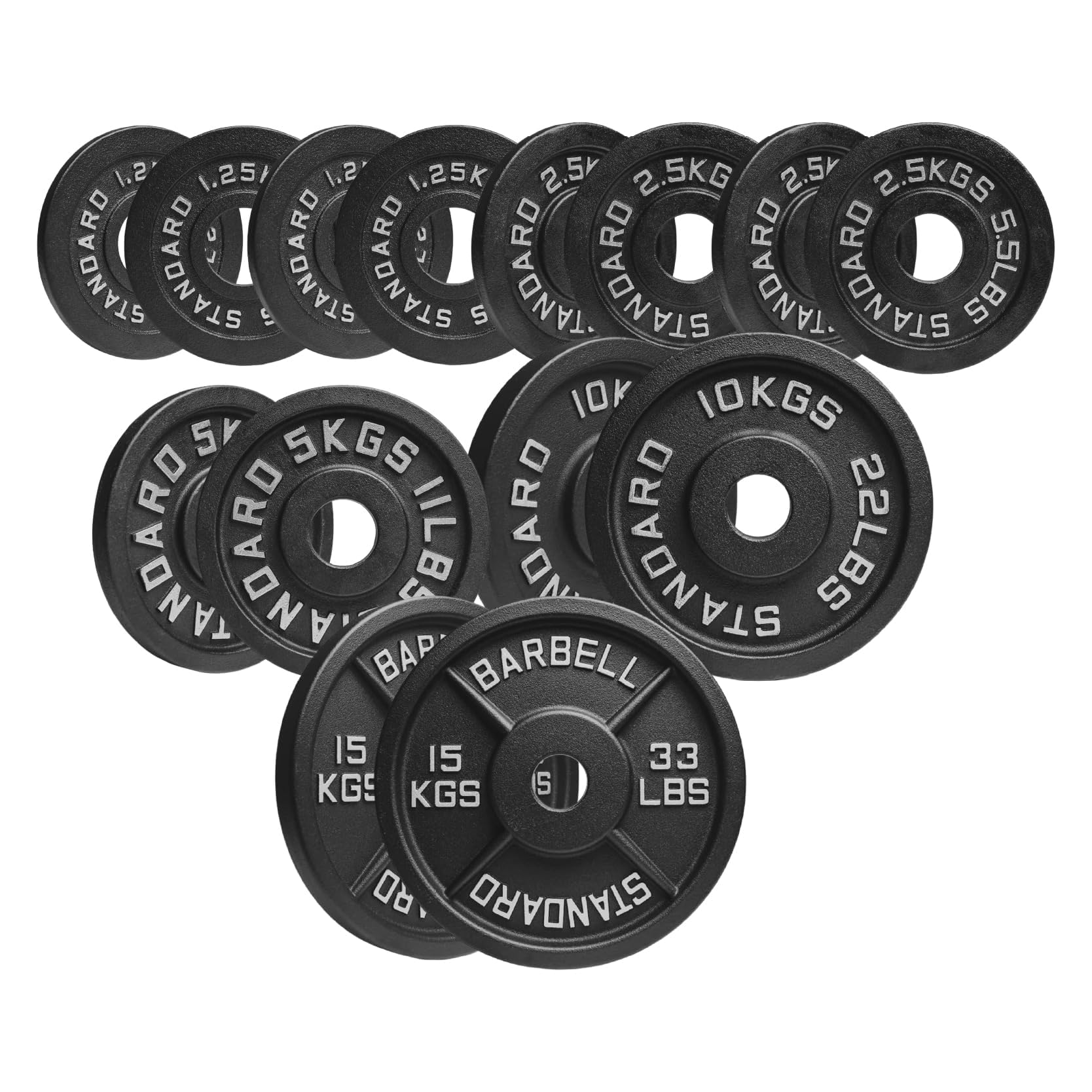 Cast Iron Weight Plates Set โ Heavy Duty Barbell Plates, Standard Bar Compatible, Durable Iron Weights for Home Gym Strength Training (Without Rack, 75Kg Set)