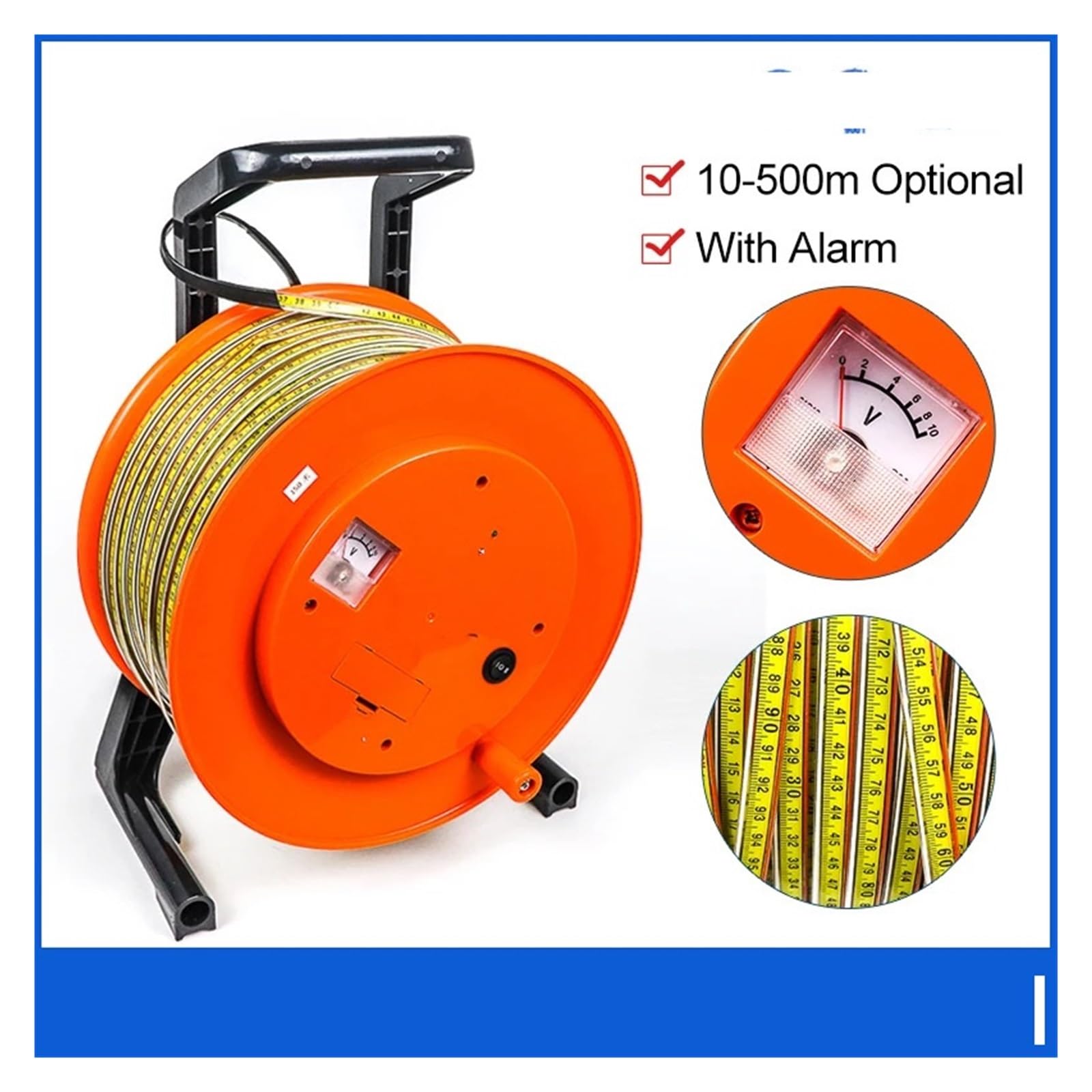 Medidor de nivel de tanque de agua, unidad de detección de agua y carrete de cinta métrica de 30-500 m, sonda de nivel de pozo de agua(150m Plastic cable)