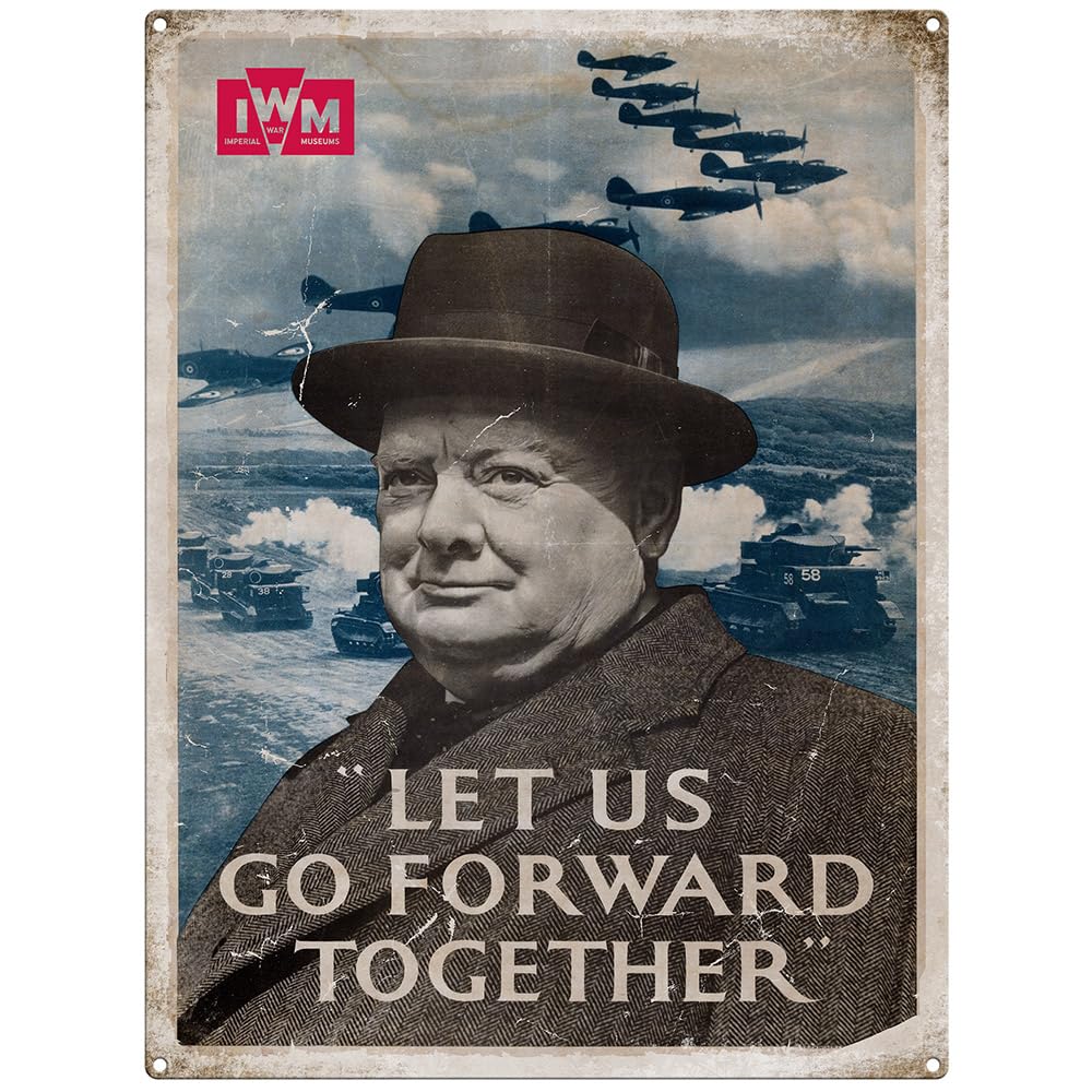 The Original Metal Sign Churchill - Let Us Go Forward Together Metal Sign - Official Imperial War Museum (, 15 X 20 Cm)