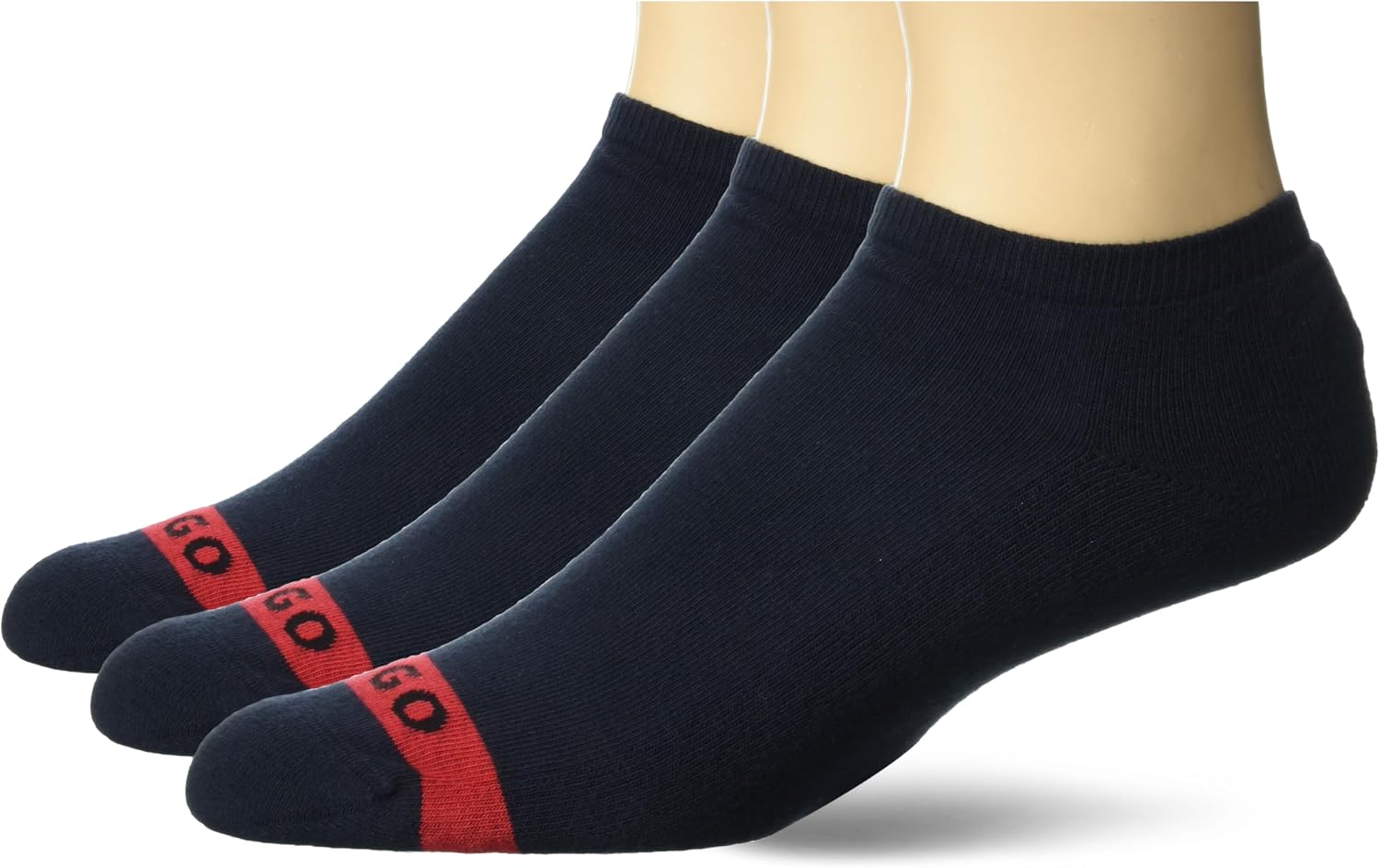 HUGO Men's 3-pack No Show Big Logo Socks