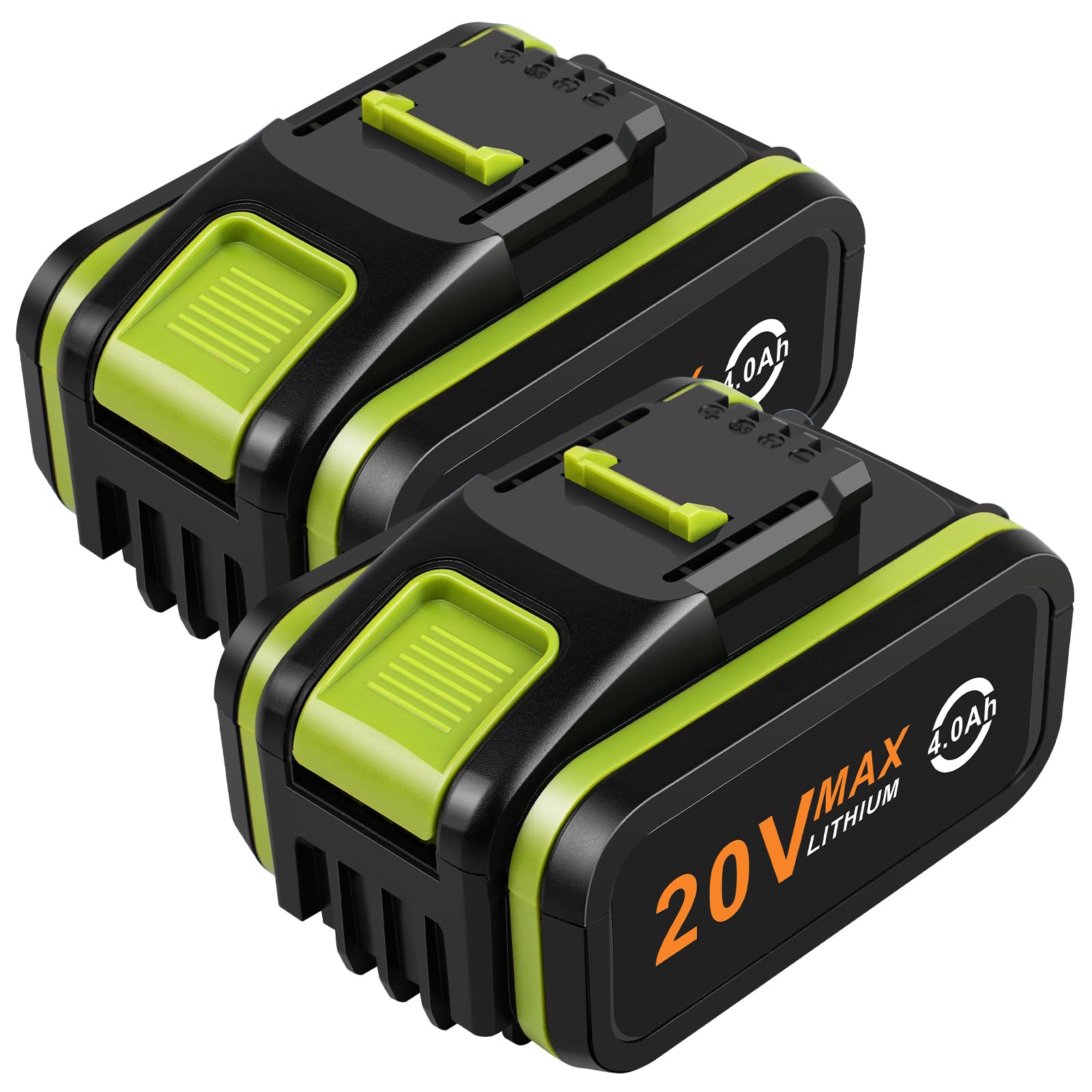 2 Pack 4.0Ah 20V Battery for Worx, ASUNCELL Li-ion Replacement Battery for Worx 20V WA3551, WA3551.1 WA3553 WA3553.2 WA3641 WG629E WG546E WU268 WX166.4 Compatible with 20V Cordless Power Tools