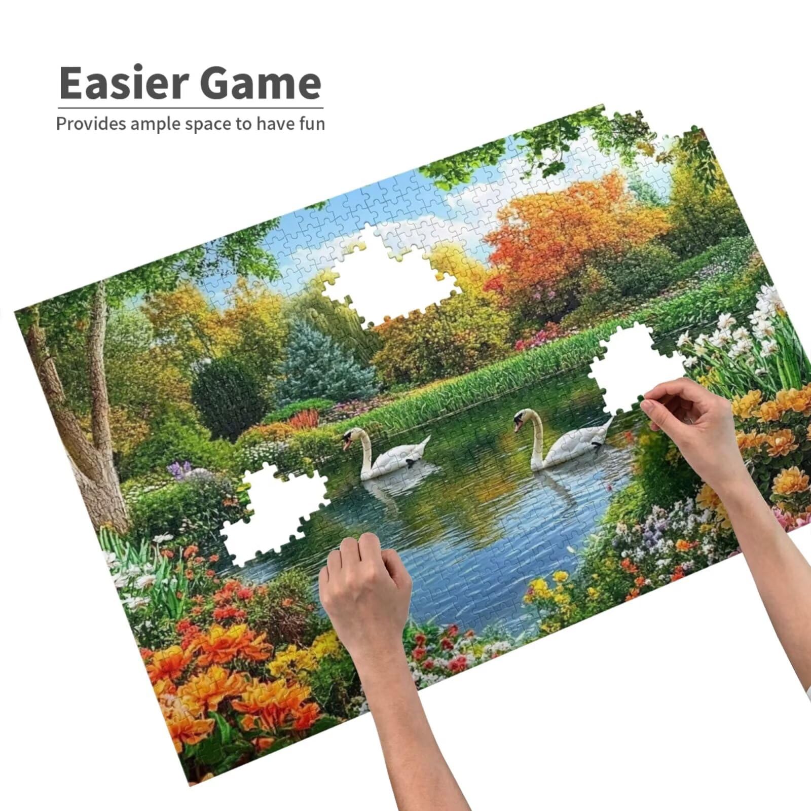 Puzzle 2000 Teile, Puzzle Erwachsene, Holzpuzzle Blume Impossible Jigsaw, Clevere Rätsel, HD Farbe Jigsaw mit Geschenkbox Verpackung for Room Decor, Geschenke für Frauen Schwan 100x70cm p-1424