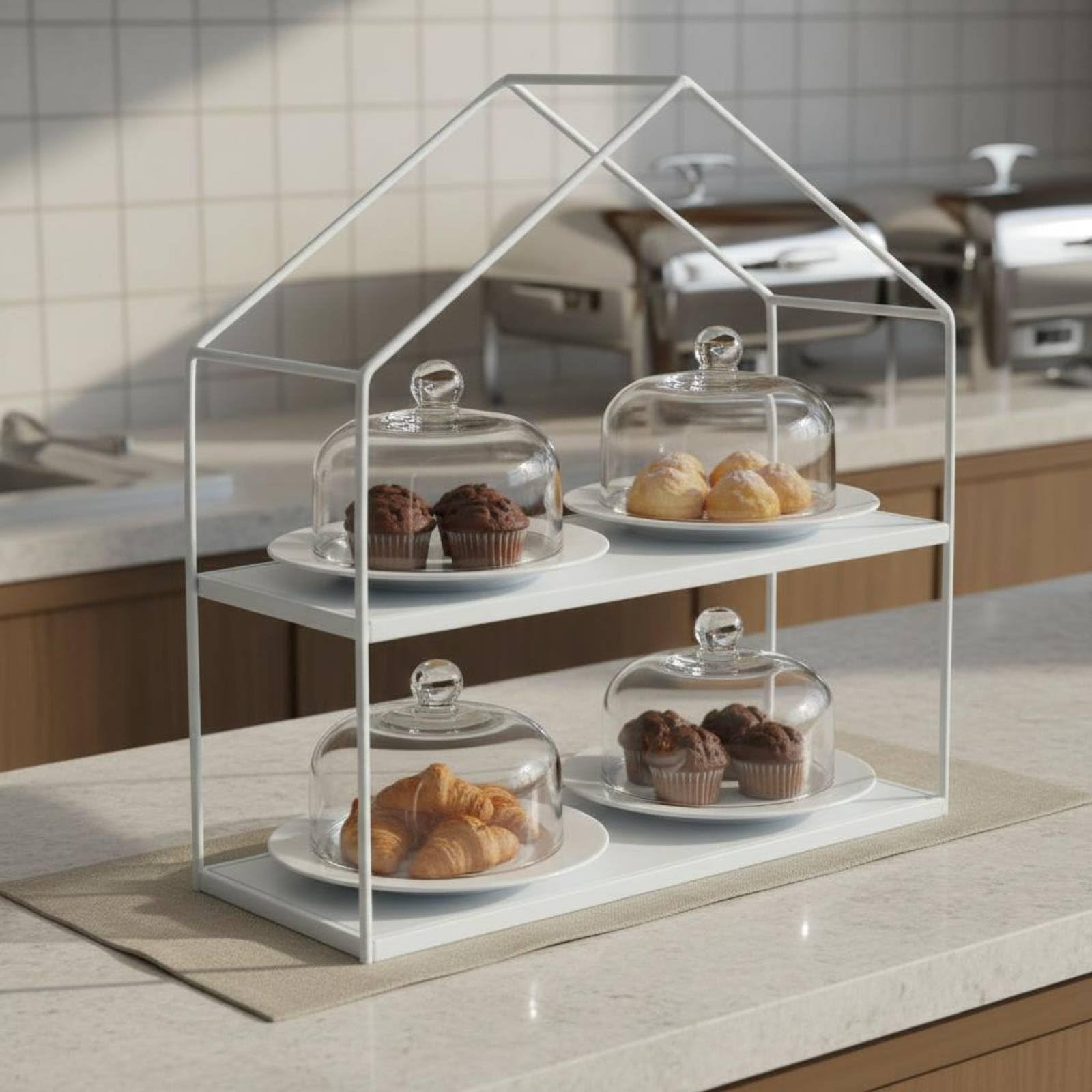 Alzata Quadrata per Dolci Stand Torta Vassoio a Livelli Alzatina Dessert Piatto Espositivo in Ferro Disposizione Ordinata dei Dolci Adatta per Tè Pomeridiano Catering Feste , Square House