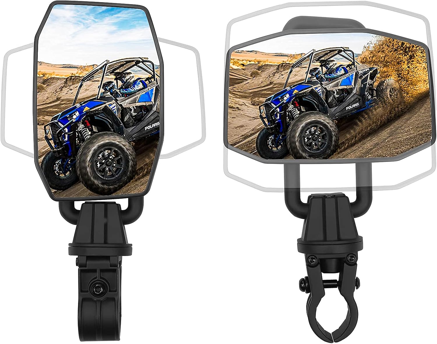 Motobiker UTV Side View Mirror With 1.5"-2'' Roll Bar Adjustable Cage Compatible with Polaris RZR，Can-Am Maverick X3 Kawasaki Teryx Yamaha Rhino Honda Pioneer Talon Pioneer