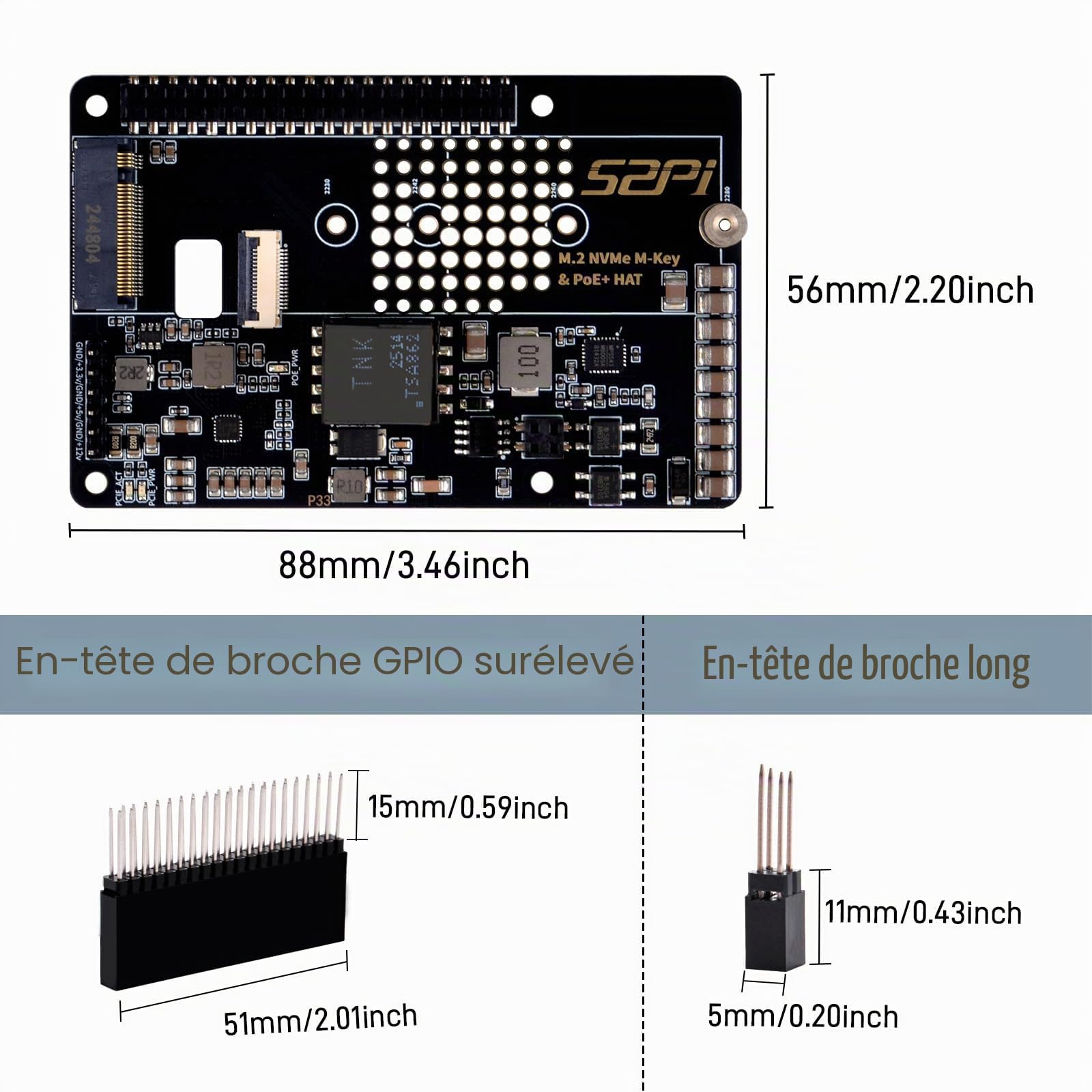 GeeekPi P33 M.2 NVME M-Key PoE+ Hat with Official Pi 5 Active Cooler and Aluminum Case for Raspberry Pi 5, Support M.2 NVMe SSDs 2230/2242/2260/2280