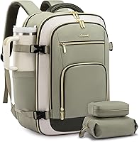 Vista 15 de LOVEVOOK Mochila de viaje para mujer y hombre, Beige, Mochilas de viaje