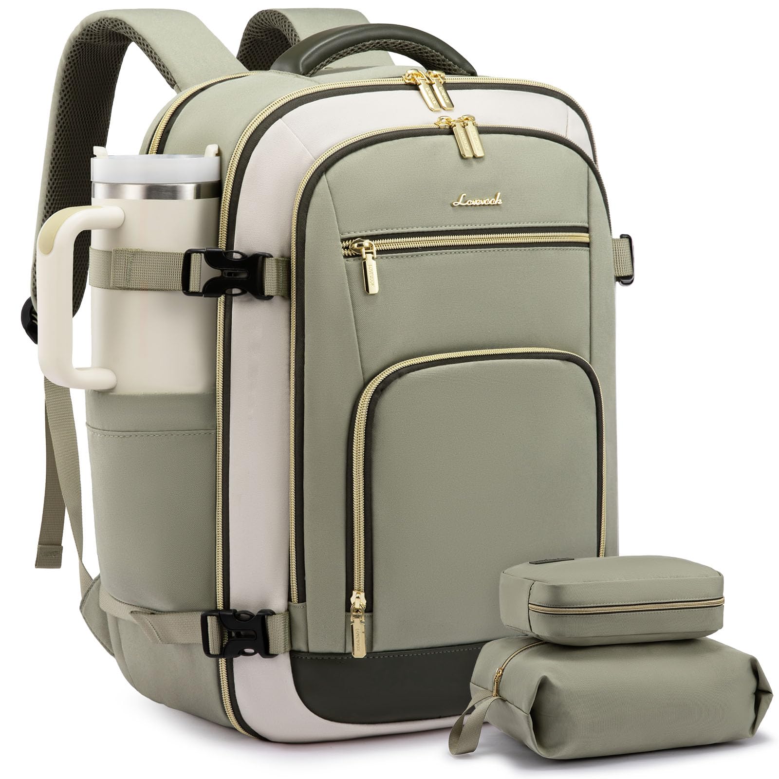LOVEVOOK Carry On Travel Backpack For Women Flight Approved, 40L Large Personal Item Backpack Travel Bag for Airplanes, Business 17 Inch Laptop Backpack, Weekender Overnight Daypack, With 2 Cubes