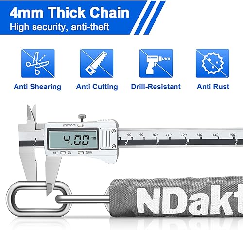 Miniatura 119 de NDakter Cerradura de cadena, combinación de 5 dígitos, resistente, antirrobo, 3.2 pies de largo, con reinicio, para bicicleta, motocicleta, scooter