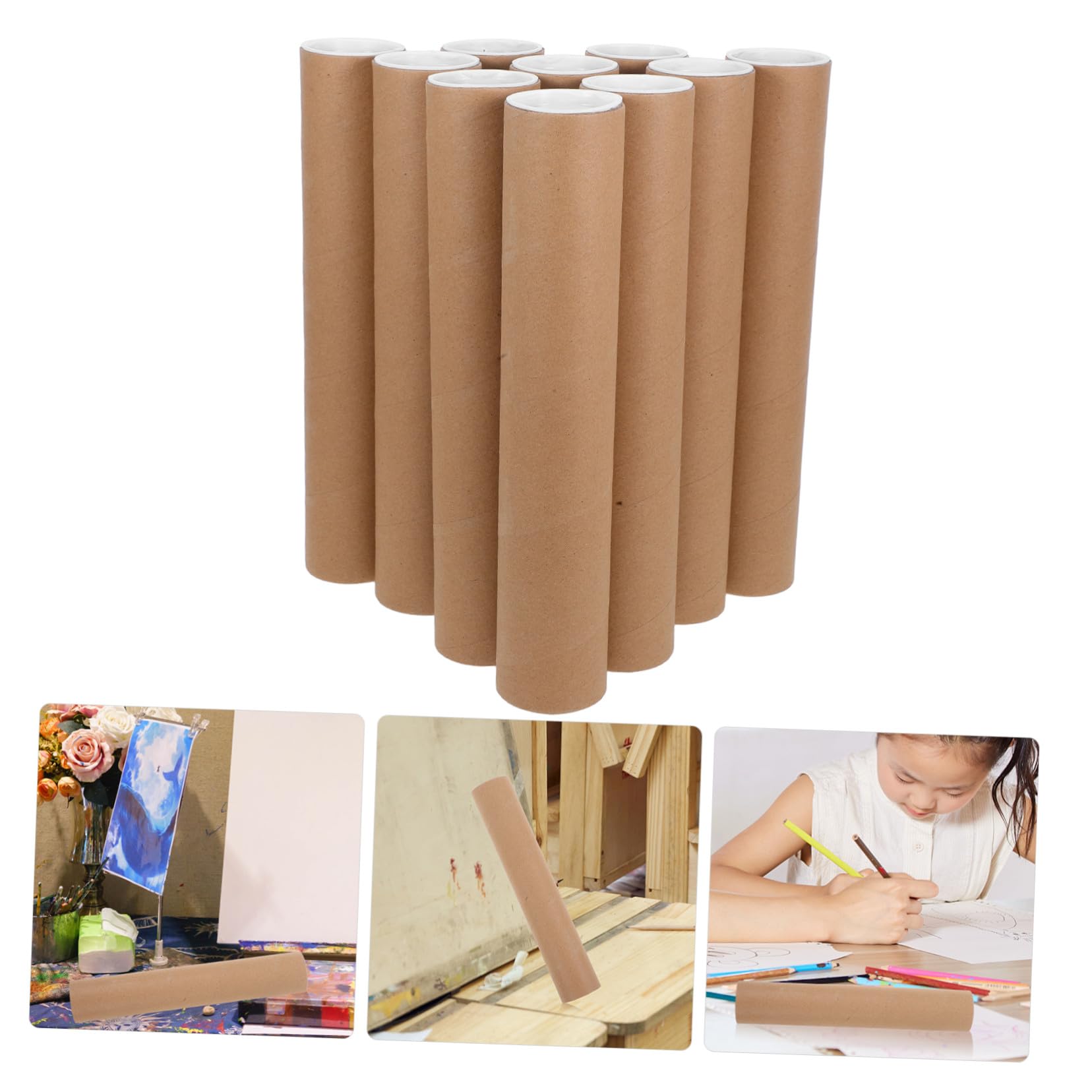 Cabilock 10pièces Tubes Expédition Carton Kraft Blanc Bouchons Inclus pour Emballage Transport de Documents Œuvres Art et Affiches