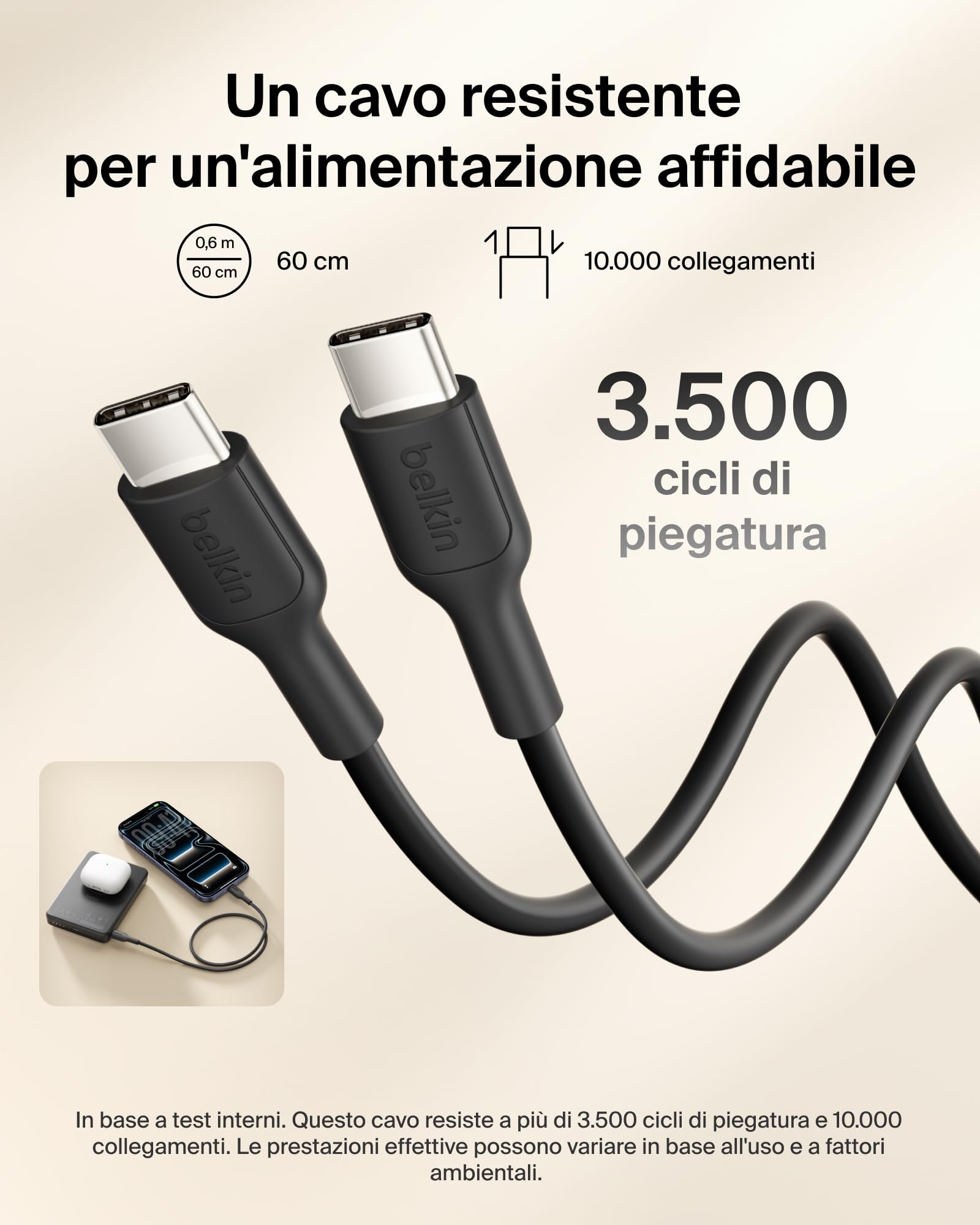Belkin BoostCharge Power Bank Magnetico 10000mAh, Porte USB-C - Nero | Caricatore Portatile 10000mAh Wireless, Anello Magnetico, 2 USB-C, Pre-Caricato, Leggero, Cavo Incluso, Sicuro per l'Aereo