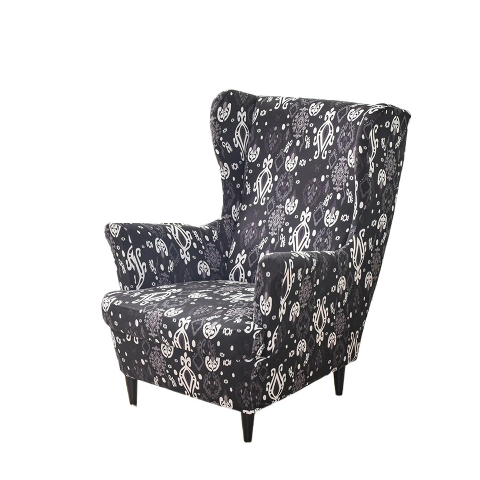 GCYEIDMA Wing Chair Slipcover Wing Chair Slipcovers Stretch Fabric Wingback Sofa Covers Elastic Printed Armchair with Seat Cushion Case(A9 Wingchair Cover)