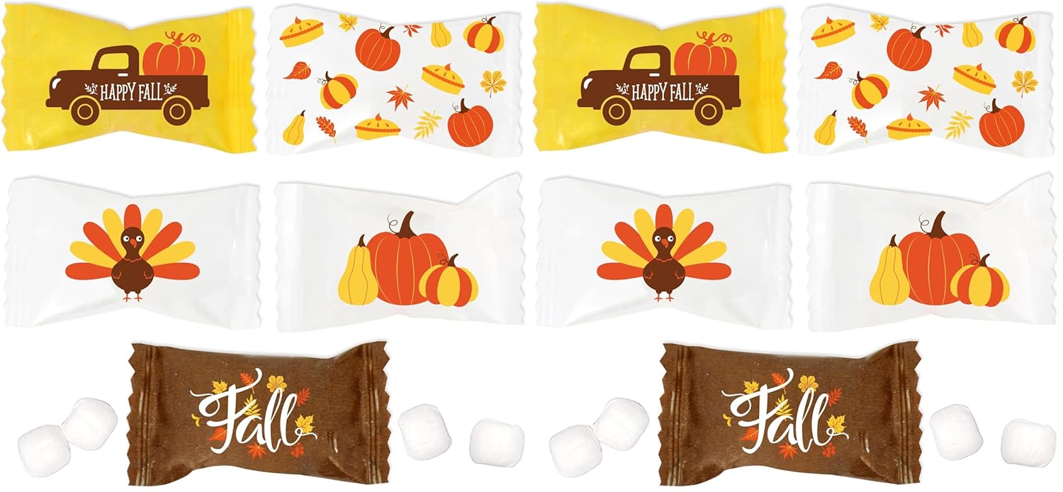 Thanksgiving Fall Butter Mint Candies 100 Count Individually Wrapped 13oz Bag Autumn Treats Happy Harvest Pumpkins Turkey Truck Pie Party Supplies Decor
