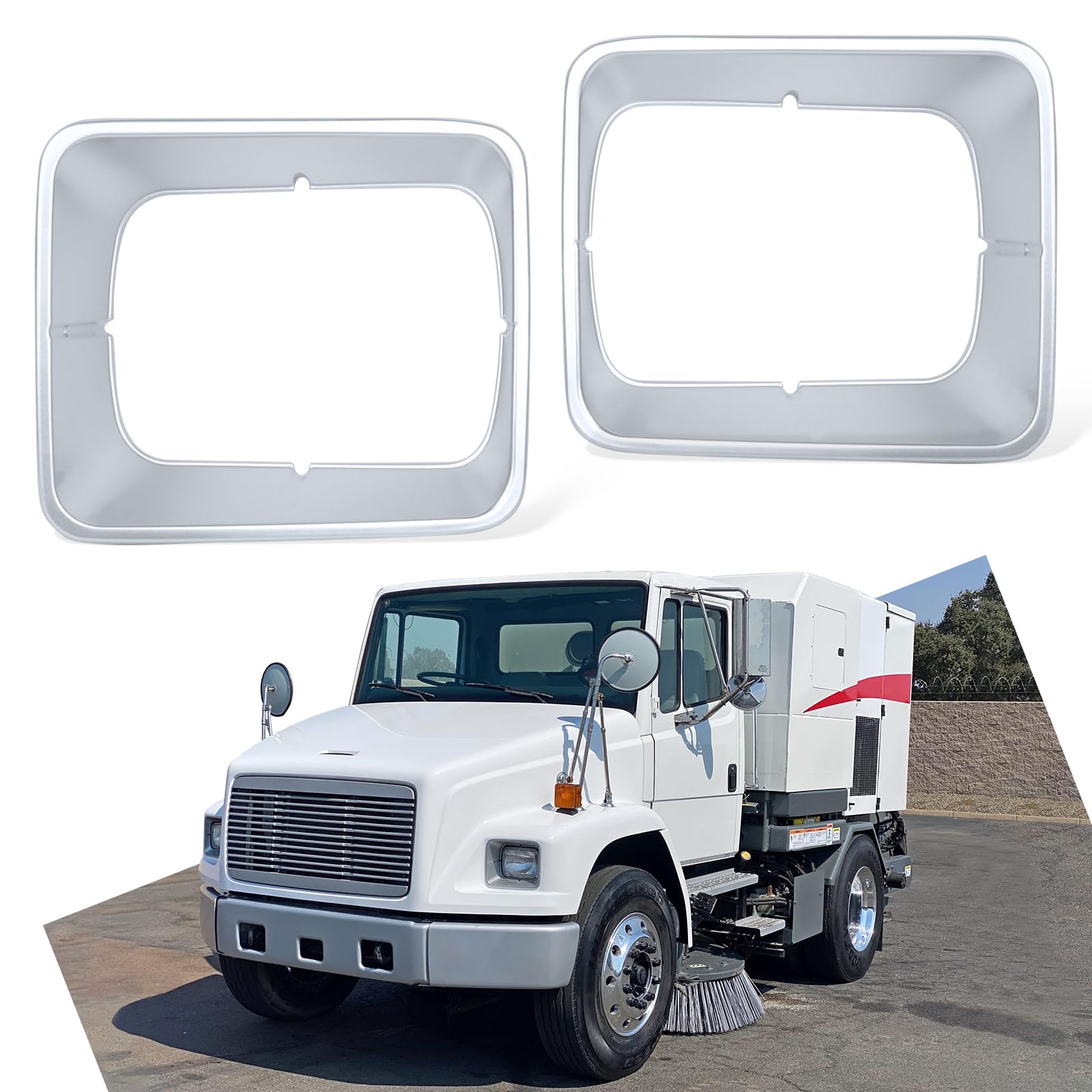Headlight Bezel Plastic Gray Pair - Driver & Passenger Side (Fits: 95-05 Freightliner FL50, 91 Freightliner Classic Xl Accessories
